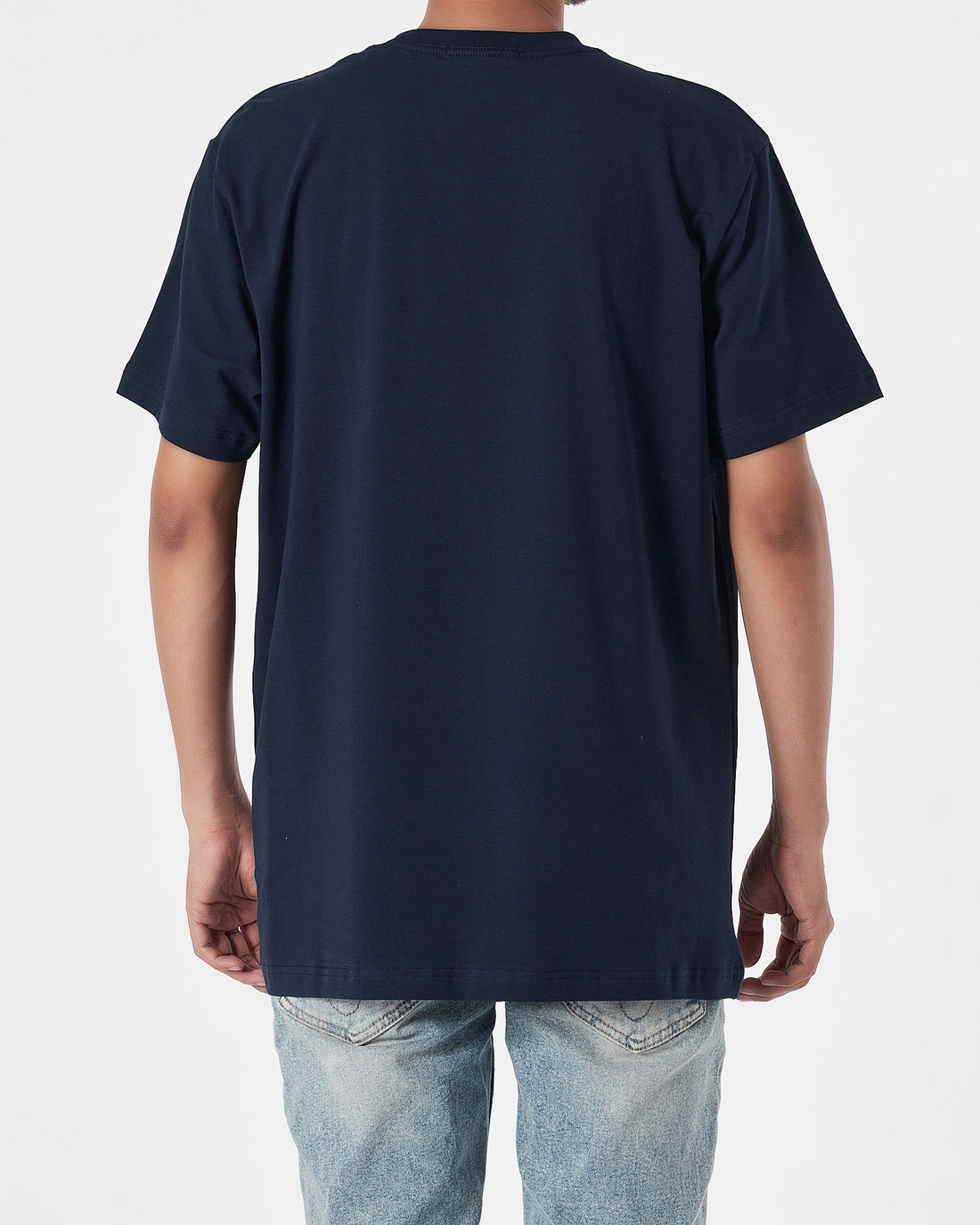 MON Basic Logo Embroidered Men Blue T-Shirt 14.90