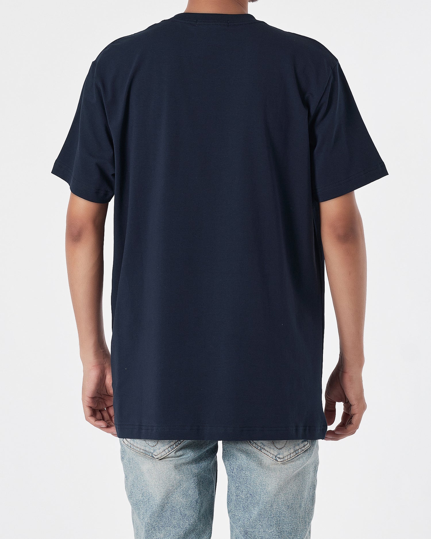 MON Basic Logo Embroidered Men Blue T-Shirt 14.90