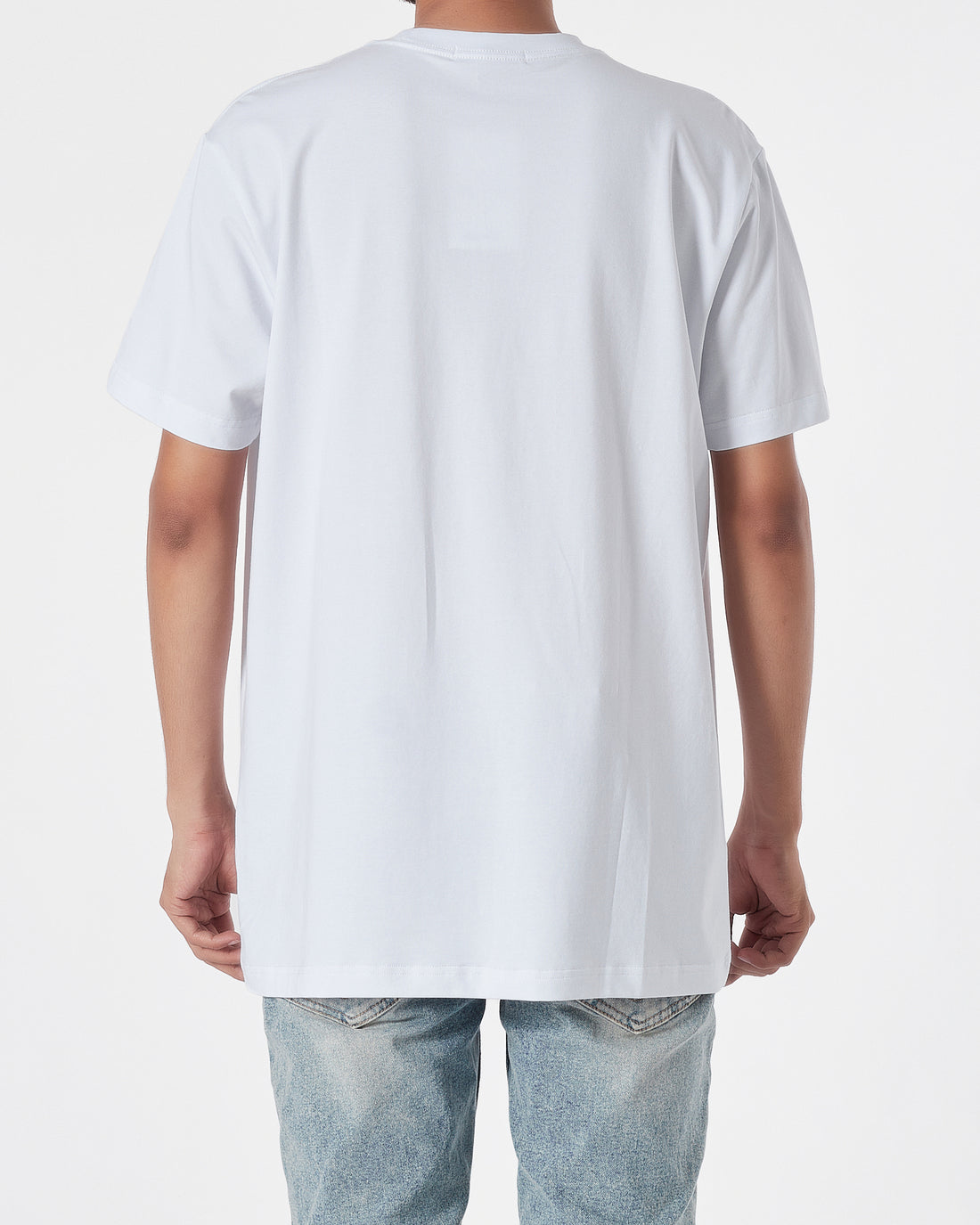 MON Basic Logo Embroidered Men White T-Shirt 14.90