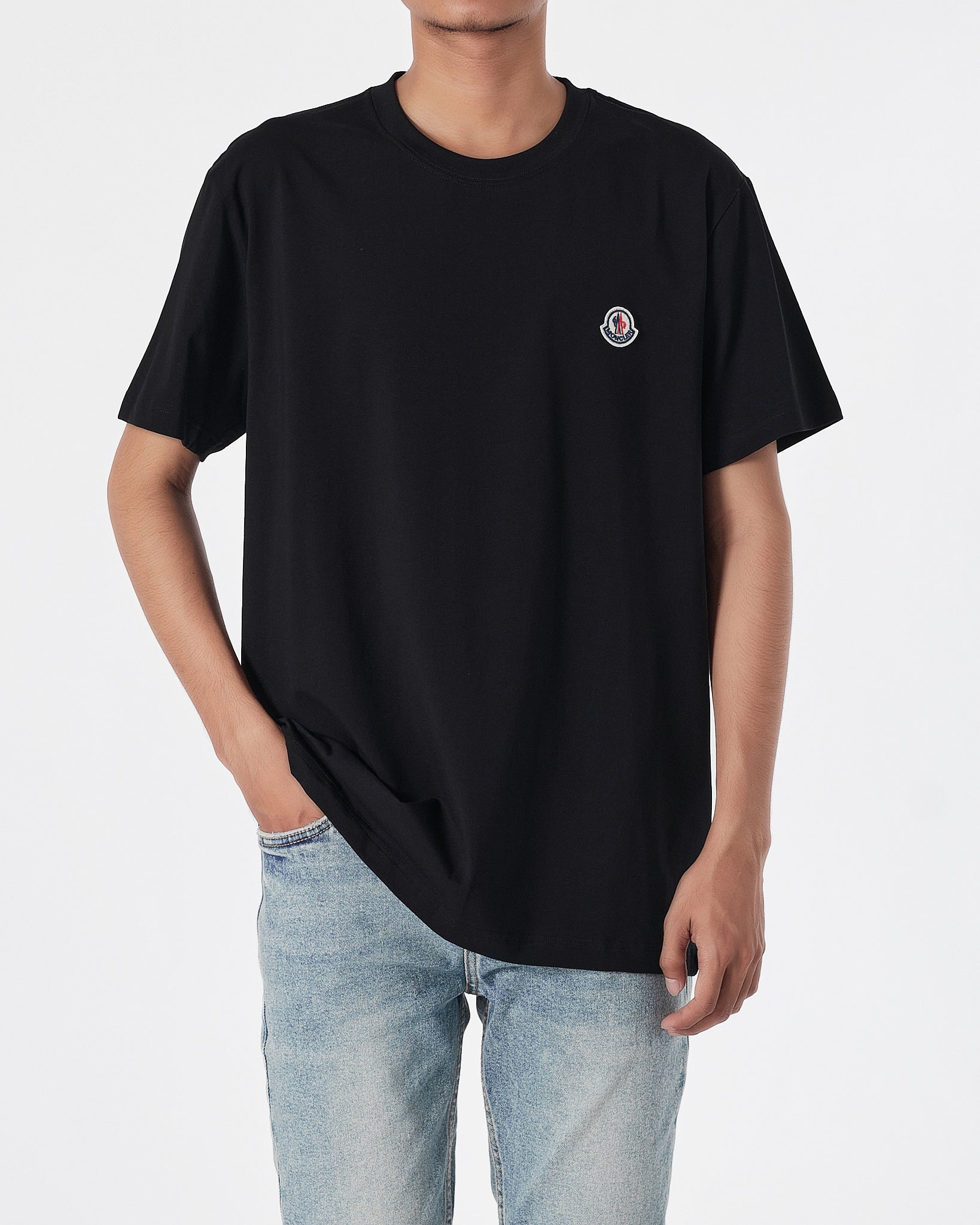 MON Basic Logo Embroidered Men Black T-Shirt 14.90