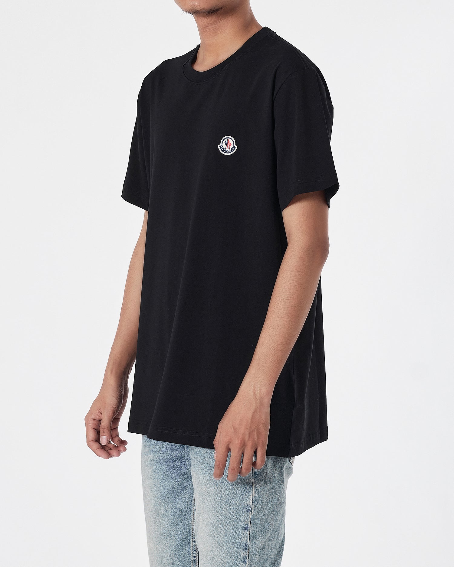 MON Basic Logo Embroidered Men Black T-Shirt 14.90