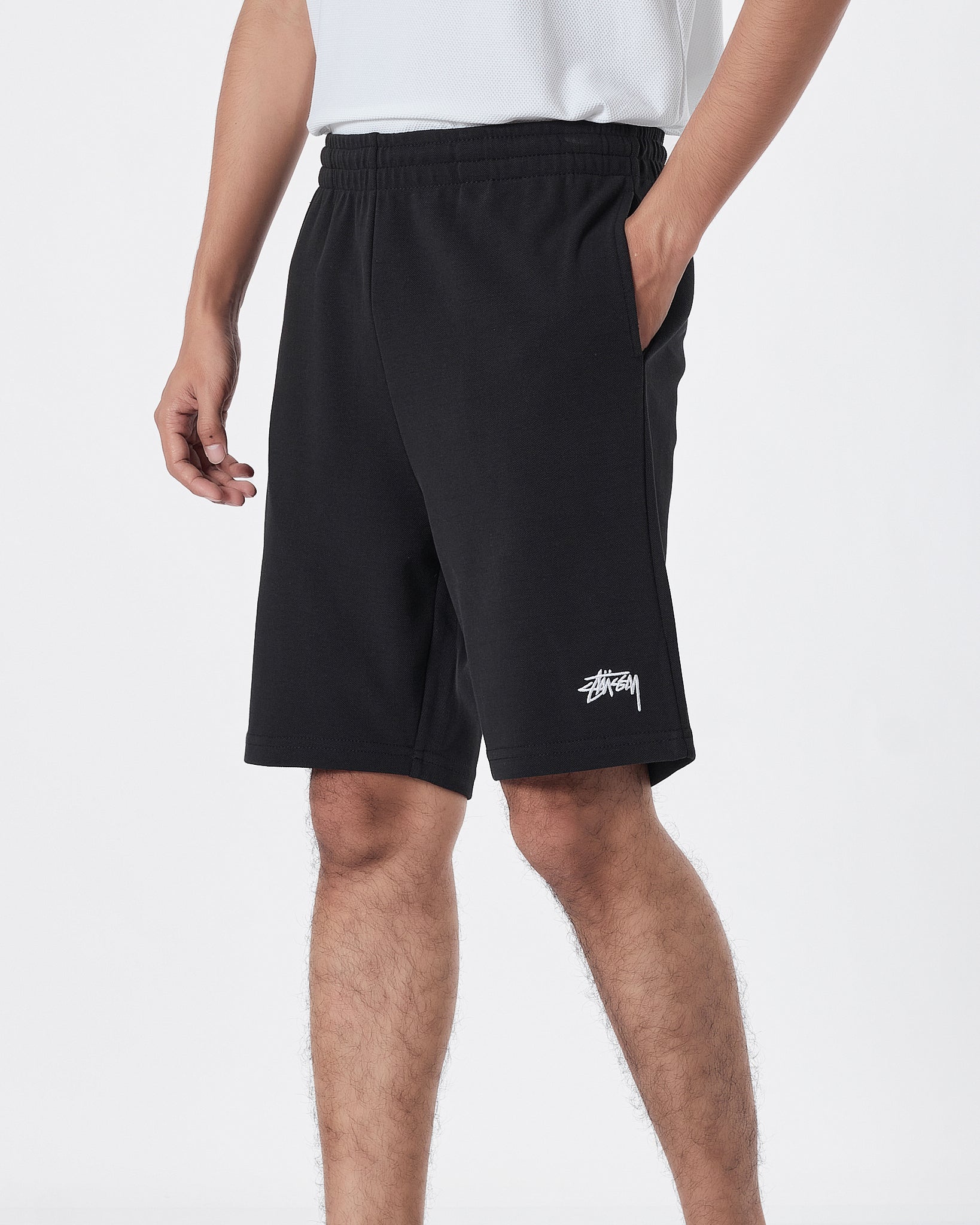 STU Logo Embroidered Men Black Short Pants 17.90