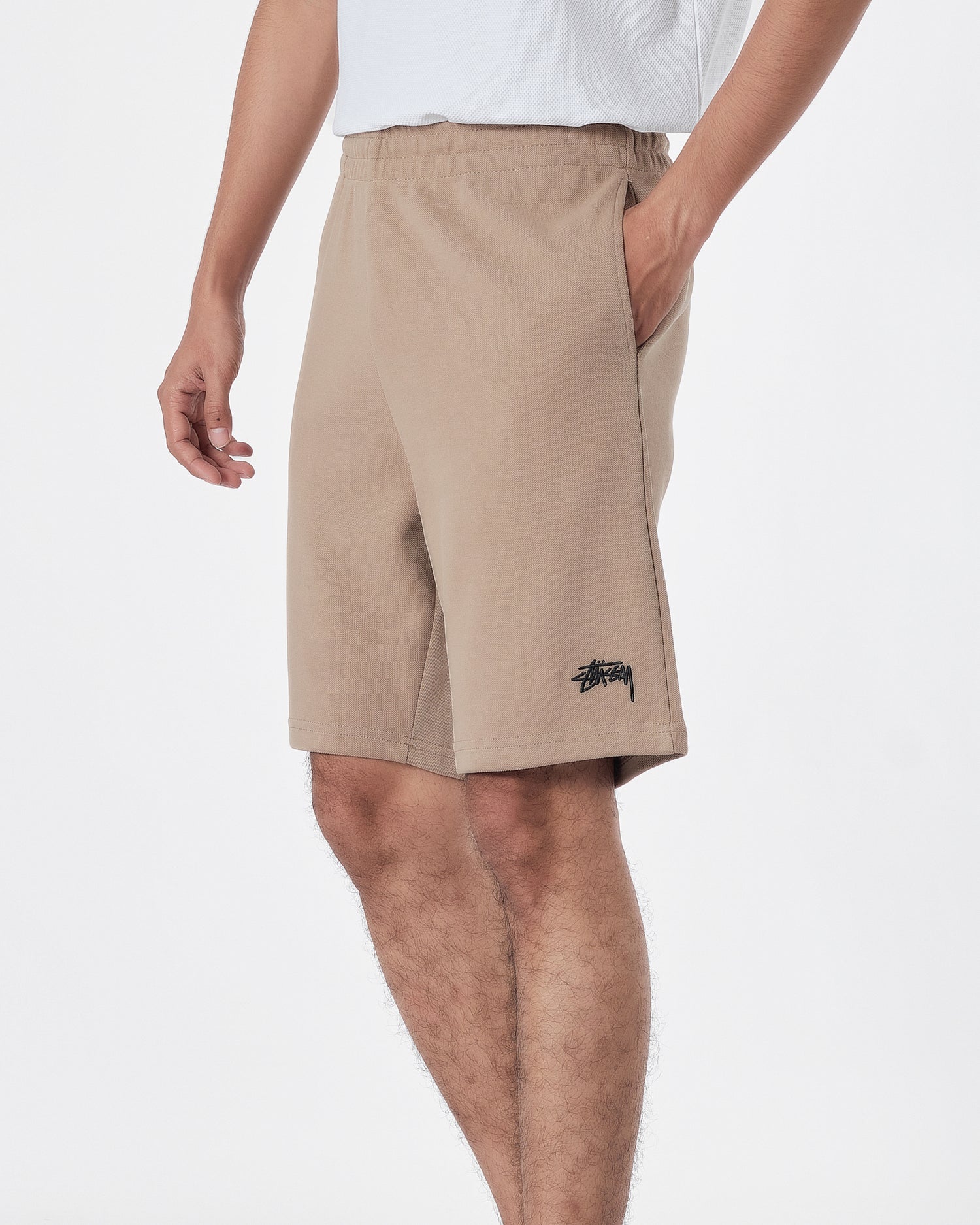 STU Logo Embroidered Men Brown Short Pants 17.90