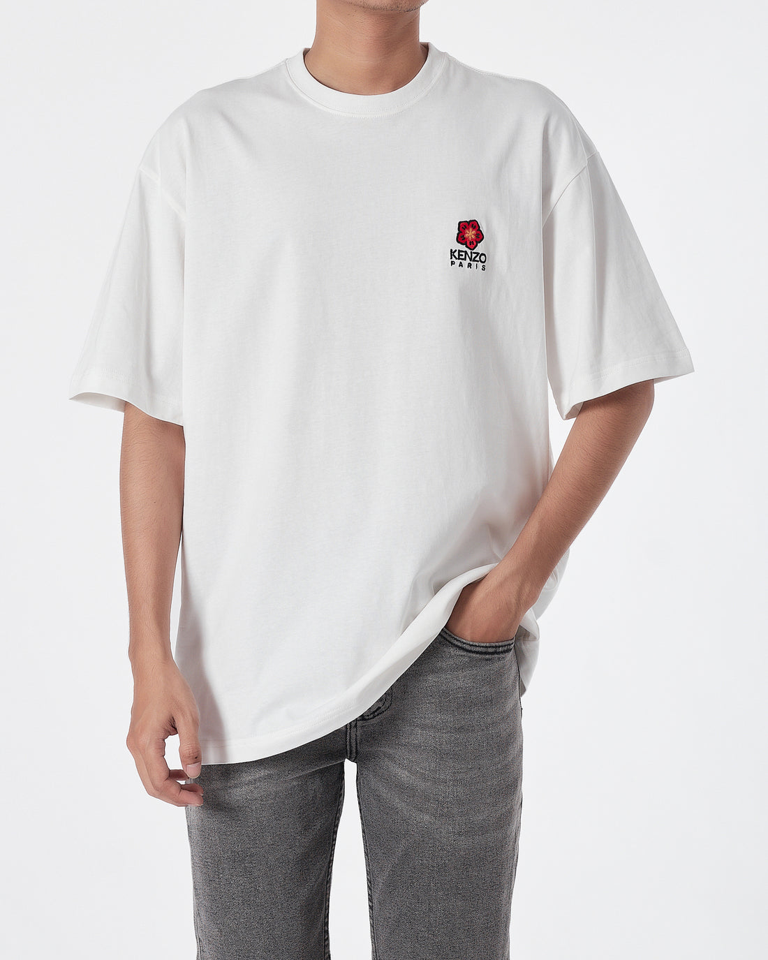 KEN Flower Embroidered Men White T-Shirt 17.90