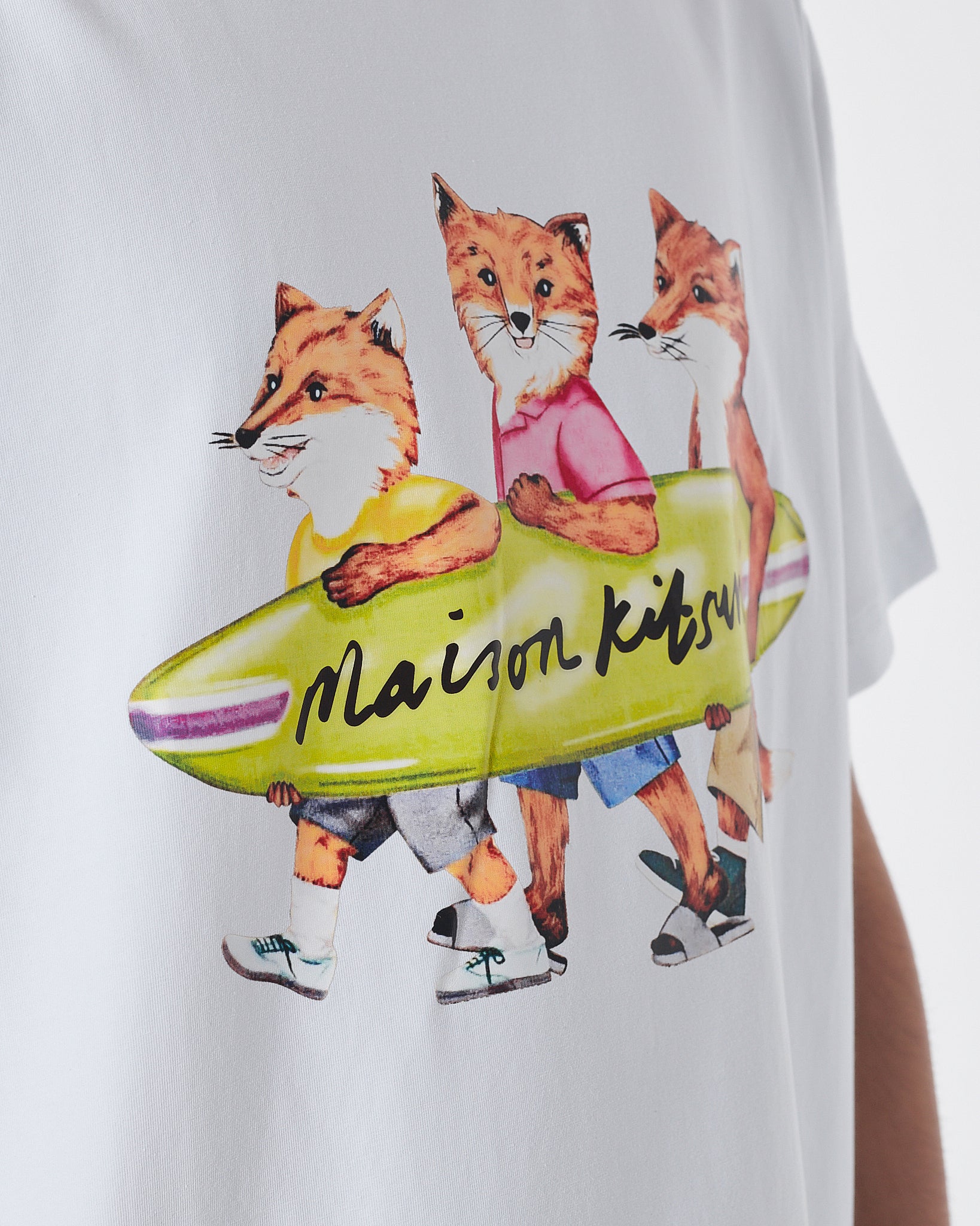 MKI Fox Cartoon Printed Men White T-Shirt 15.90