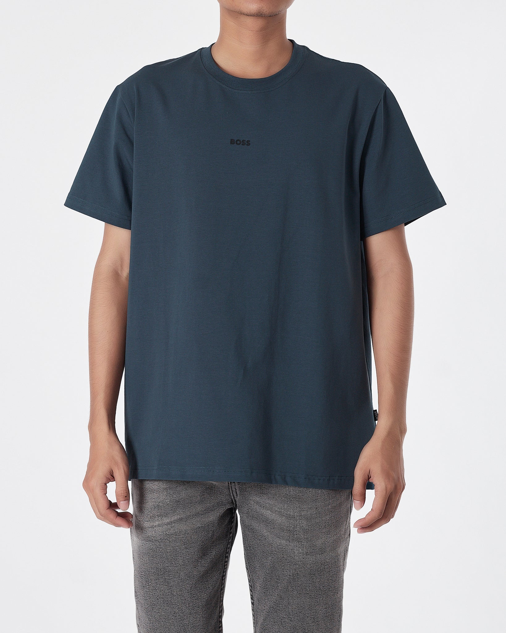 HUG Plain Color Men Dark Green T-Shirt 13.90