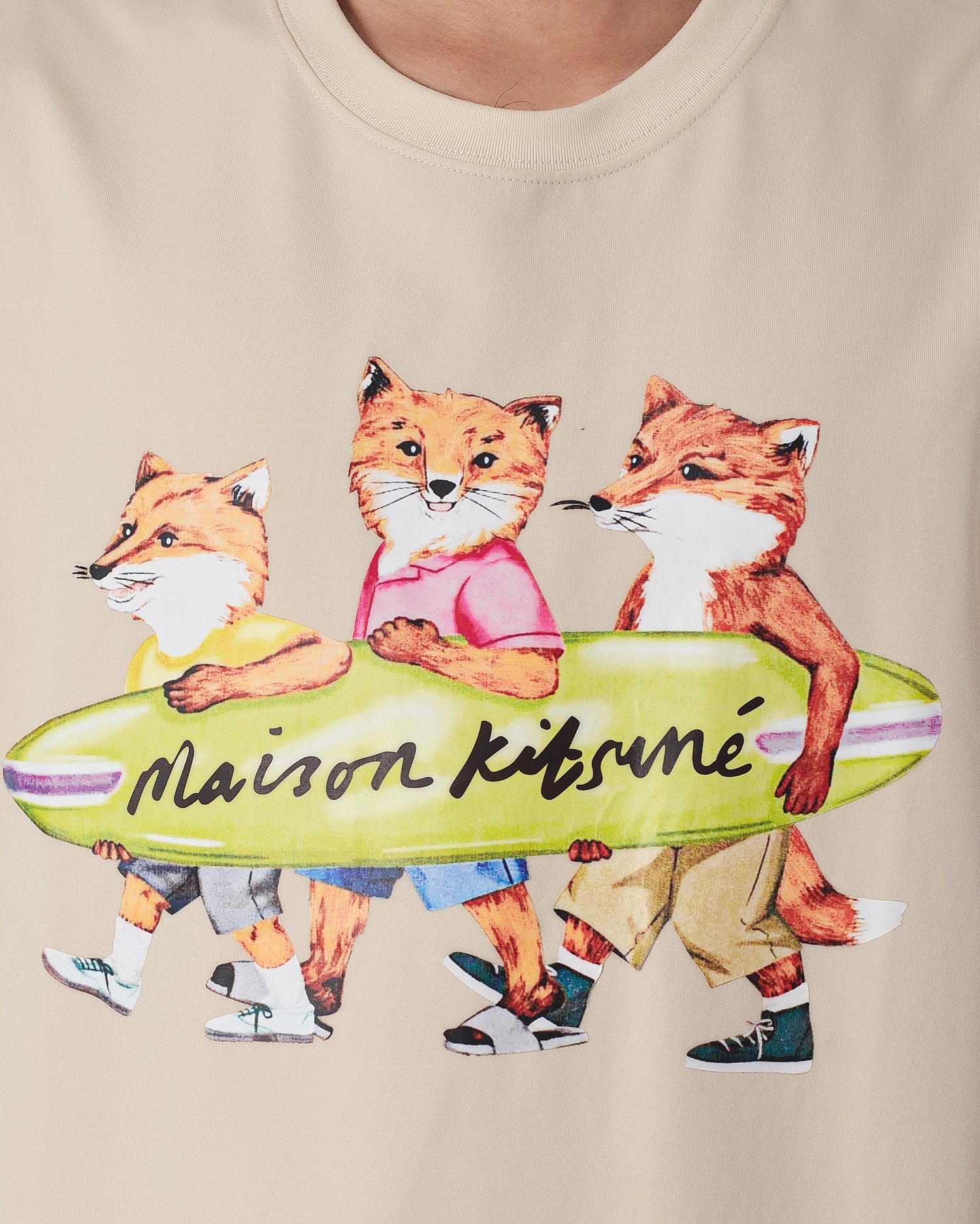 MKI Fox Cartoon Printed Men Cream T-Shirt 15.90