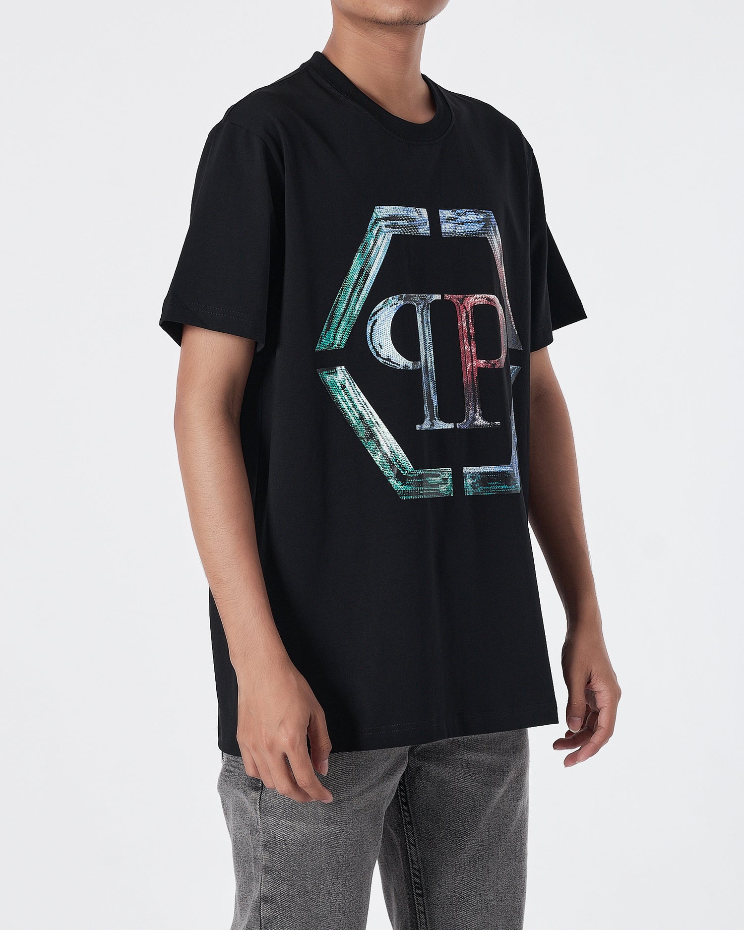 PP Logo Printed Men Black T-Shirt 17.90