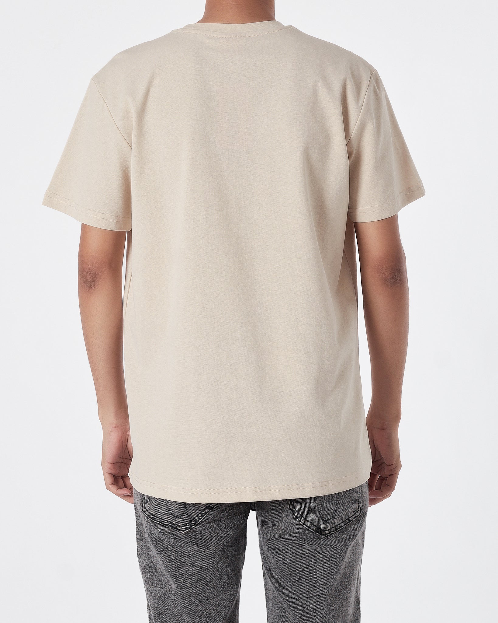 HUG Plain Color Men Cream T-Shirt 13.90