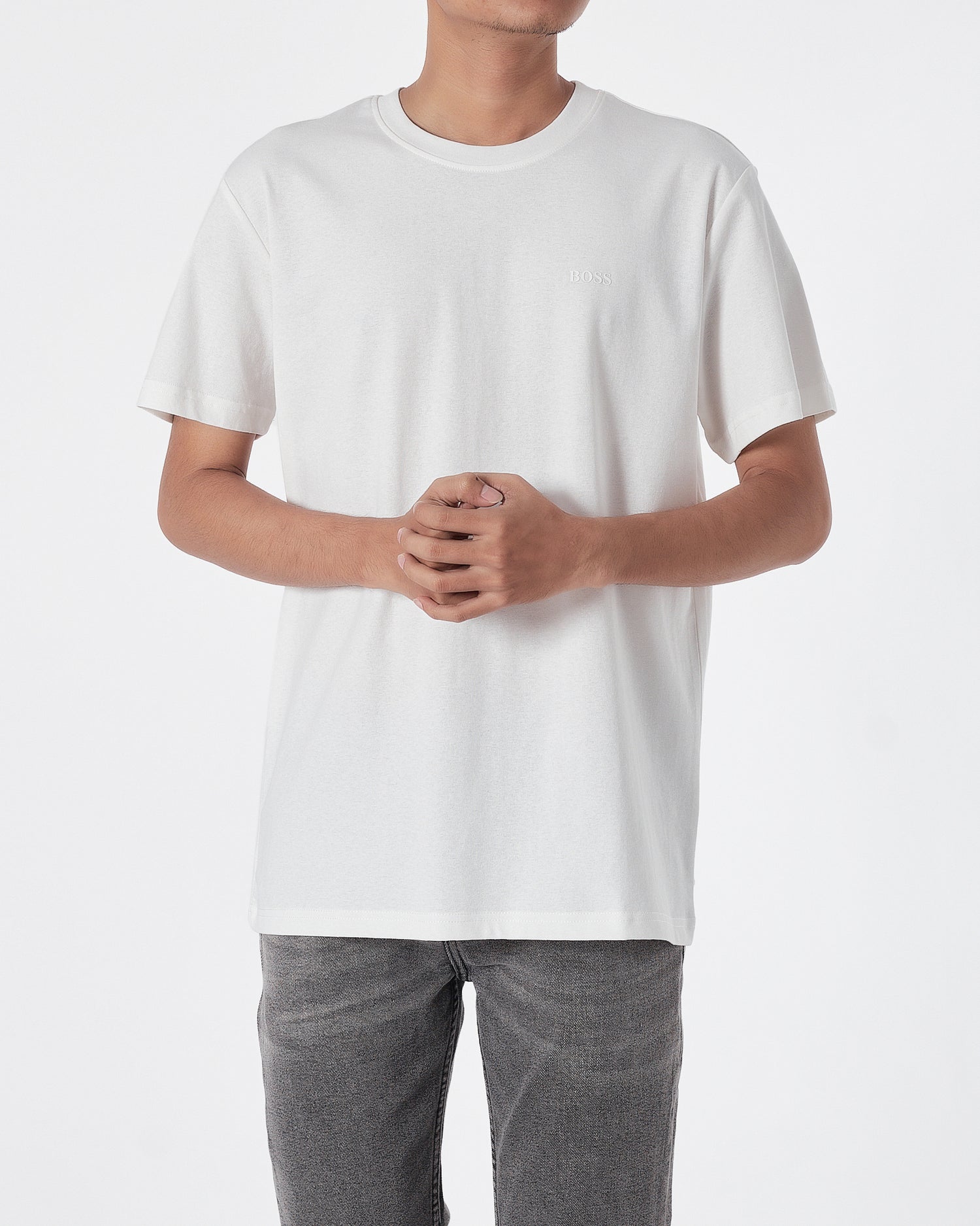 HUG Plain Color Men White T-Shirt 13.90