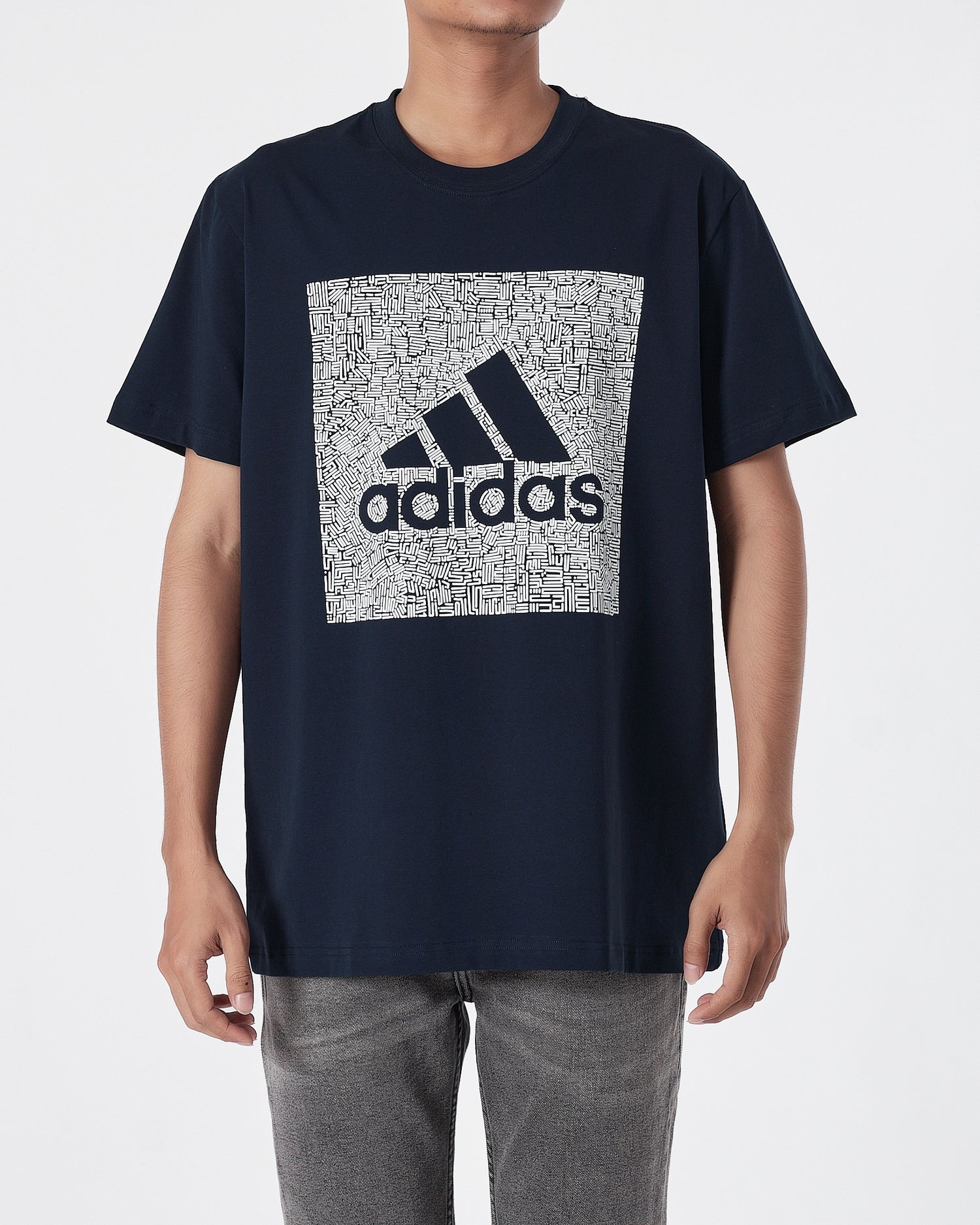 ADI Logo Printed Men Dark Blue T-Shirt 15.90