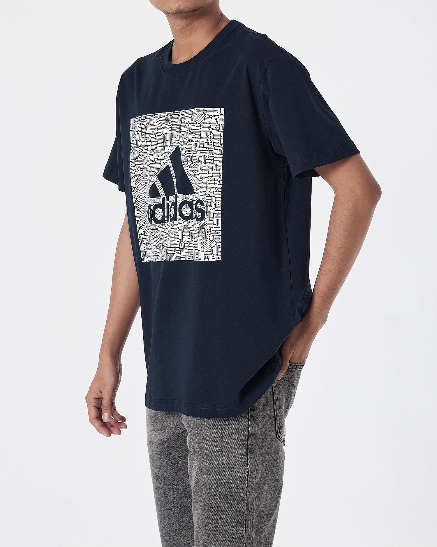 ADI Logo Printed Men Dark Blue T-Shirt 15.90