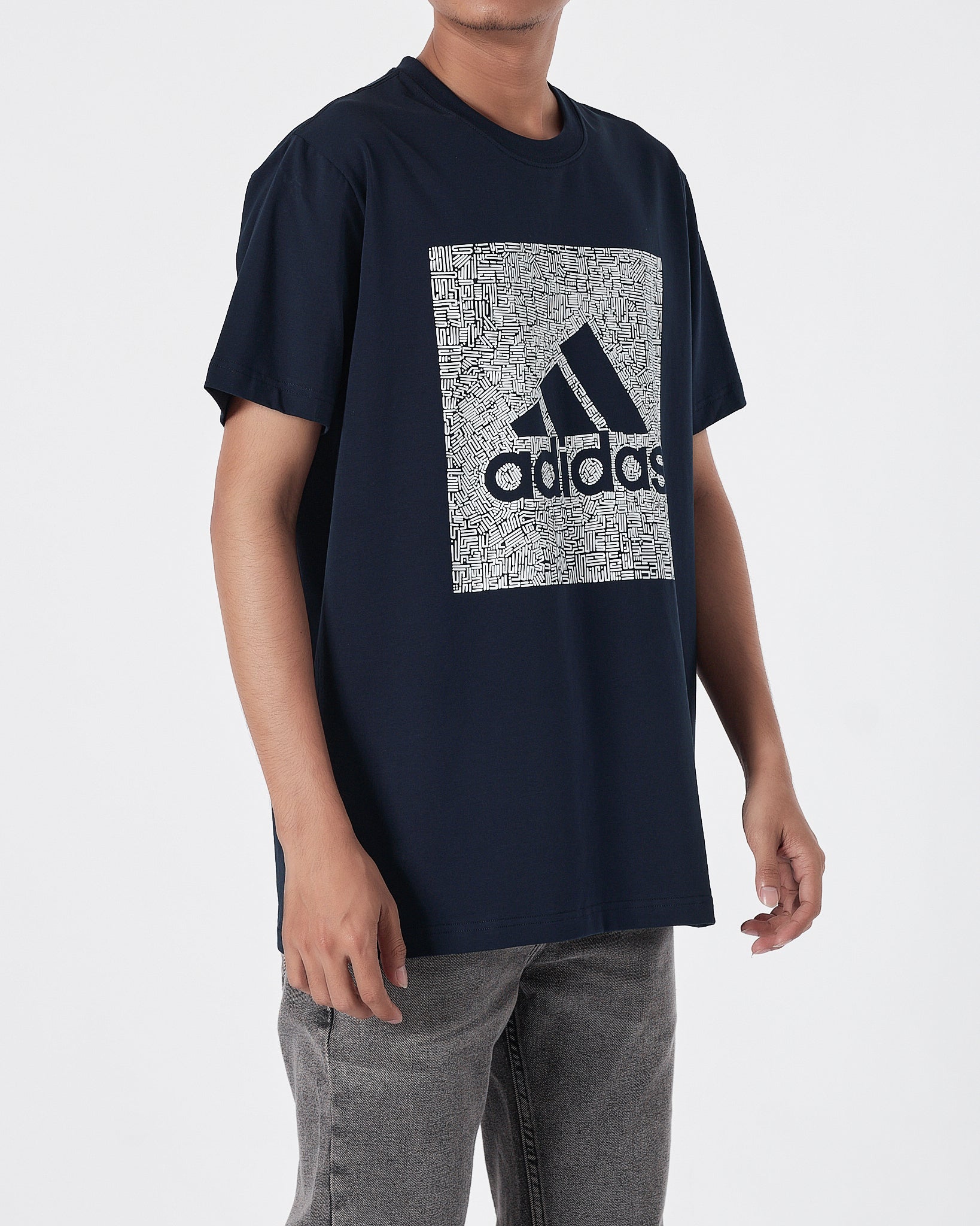 ADI Logo Printed Men Dark Blue T-Shirt 15.90