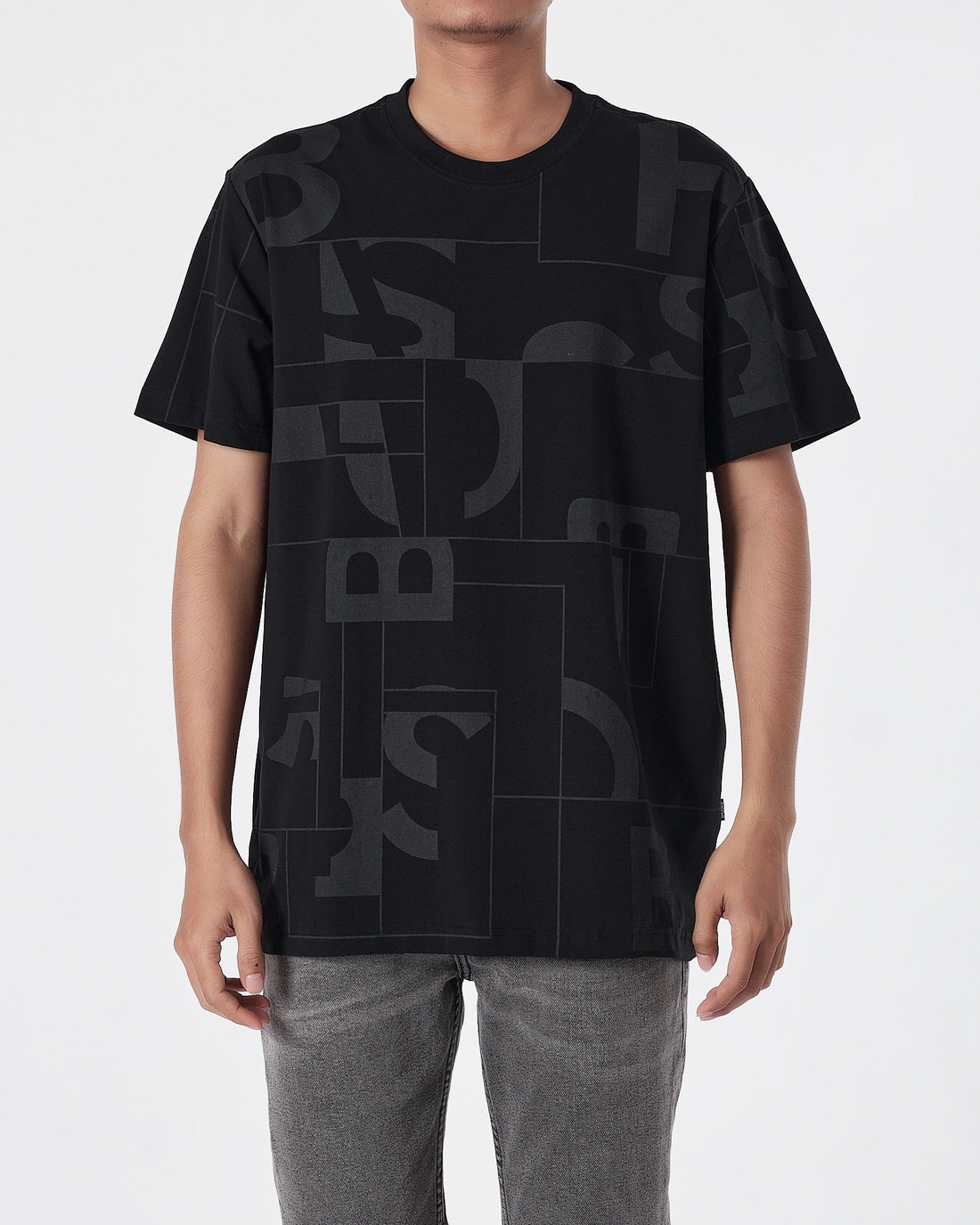 HUG Logo Full Printed Men Black T-Shirt 17.90