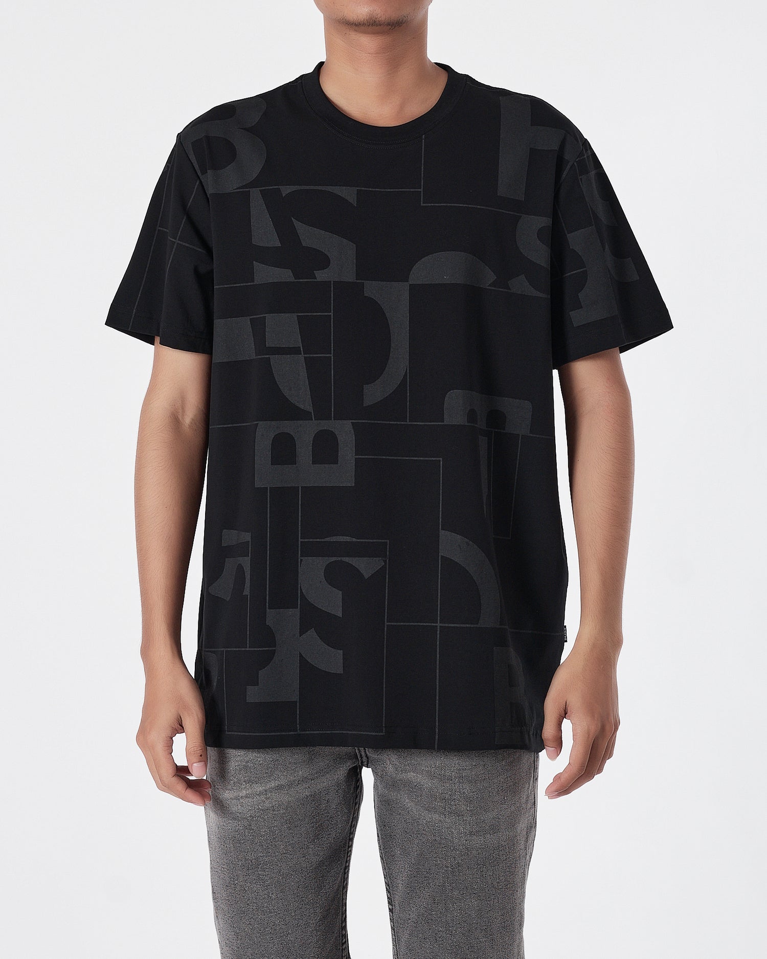 HUG Logo Full Printed Men Black T-Shirt 17.90