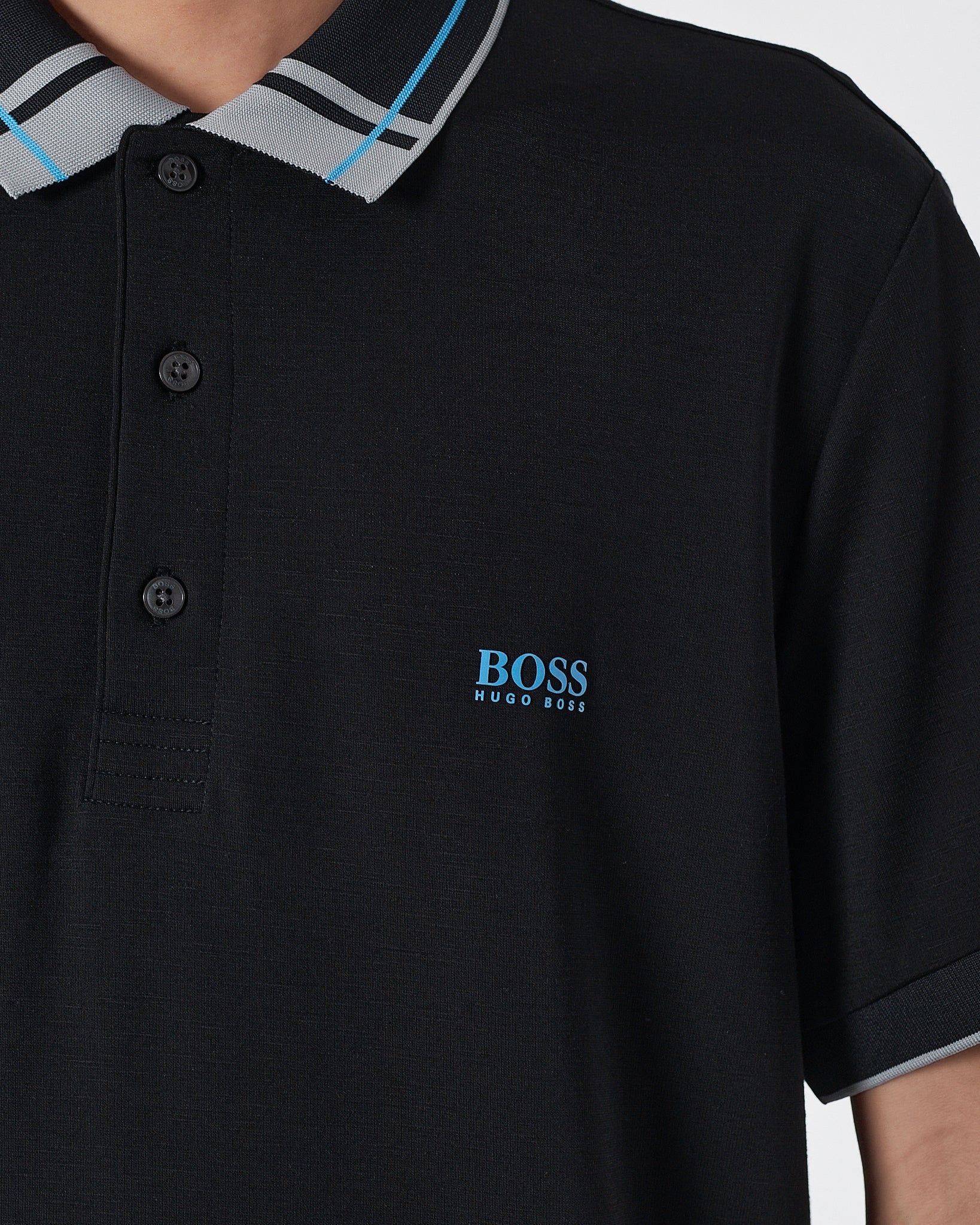 HUG Striped Collar Men Black Polo Shirt 27.90