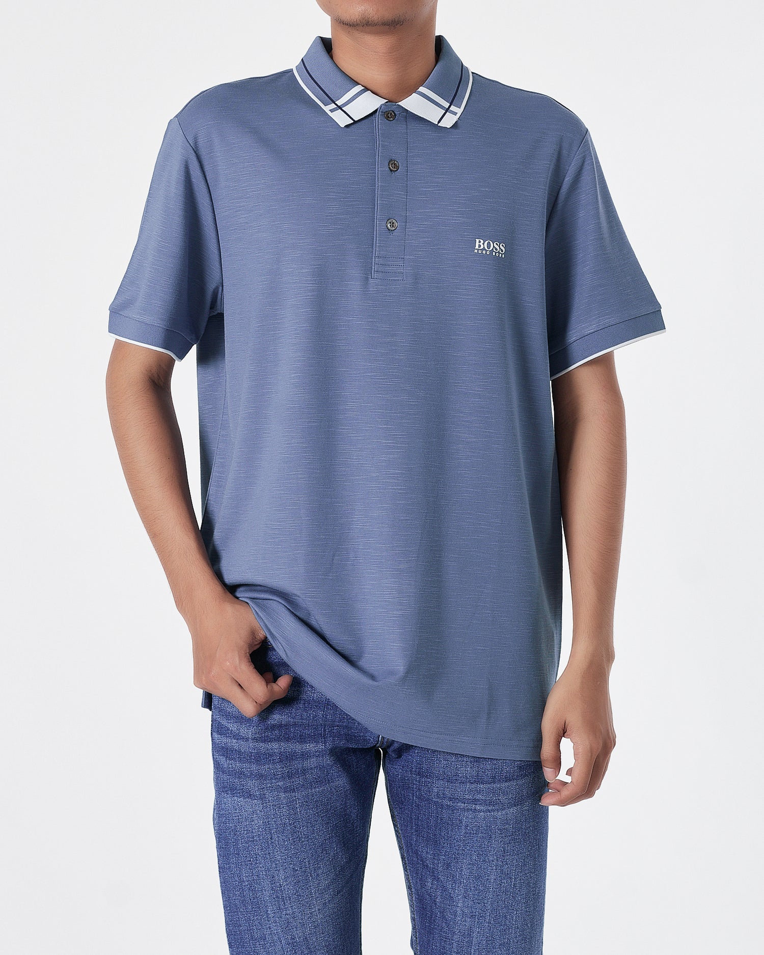 HUG Striped Collar Men Light Blue Polo Shirt 27.90