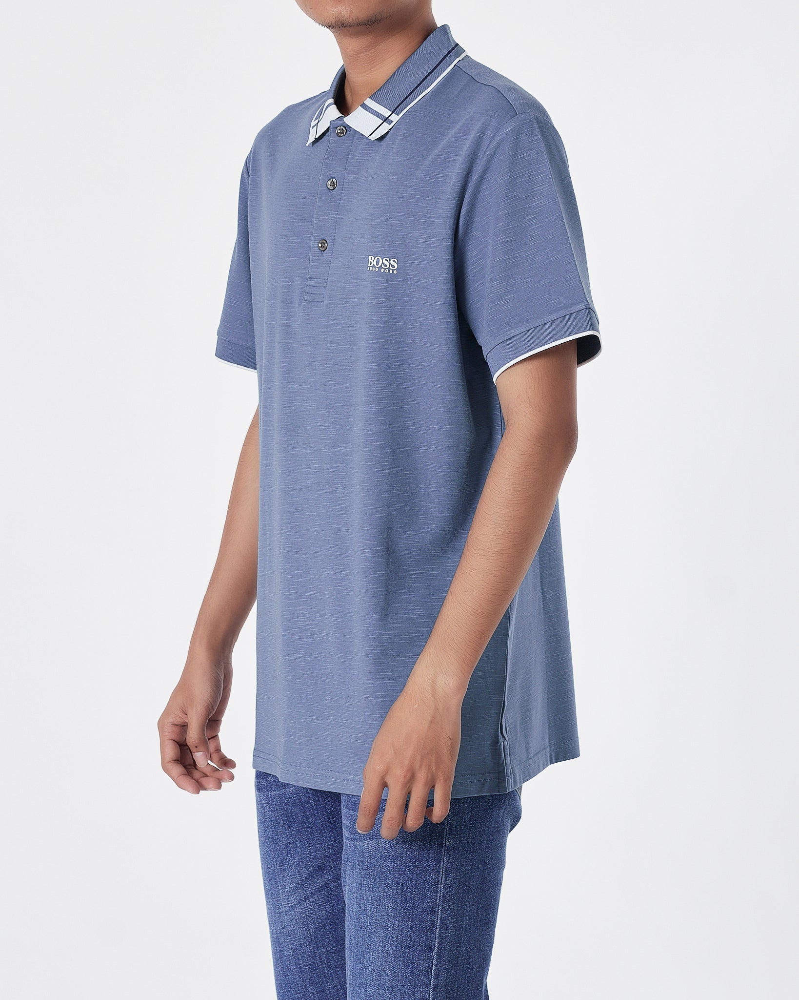 HUG Striped Collar Men Light Blue Polo Shirt 27.90