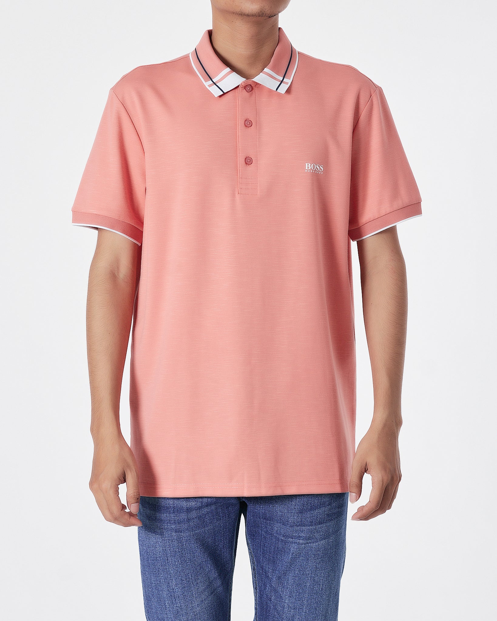 HUG Striped Collar Men Coral Polo Shirt 27.90