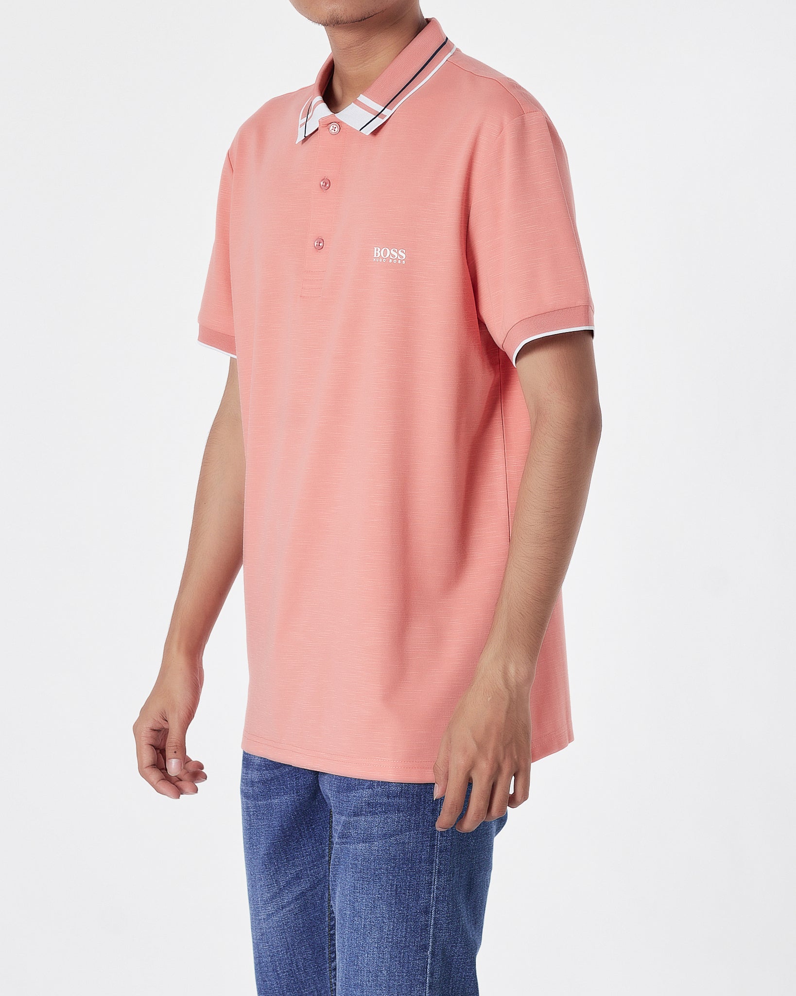 HUG Striped Collar Men Coral Polo Shirt 27.90