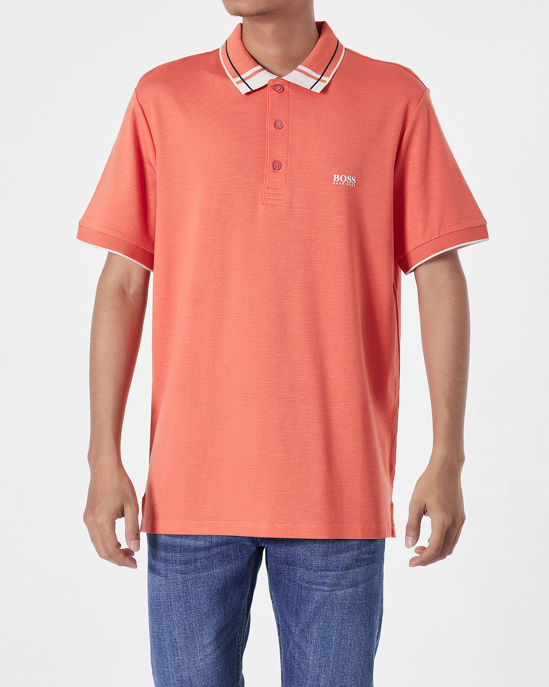 HUG Striped Collar Men Orange Polo Shirt 27.90