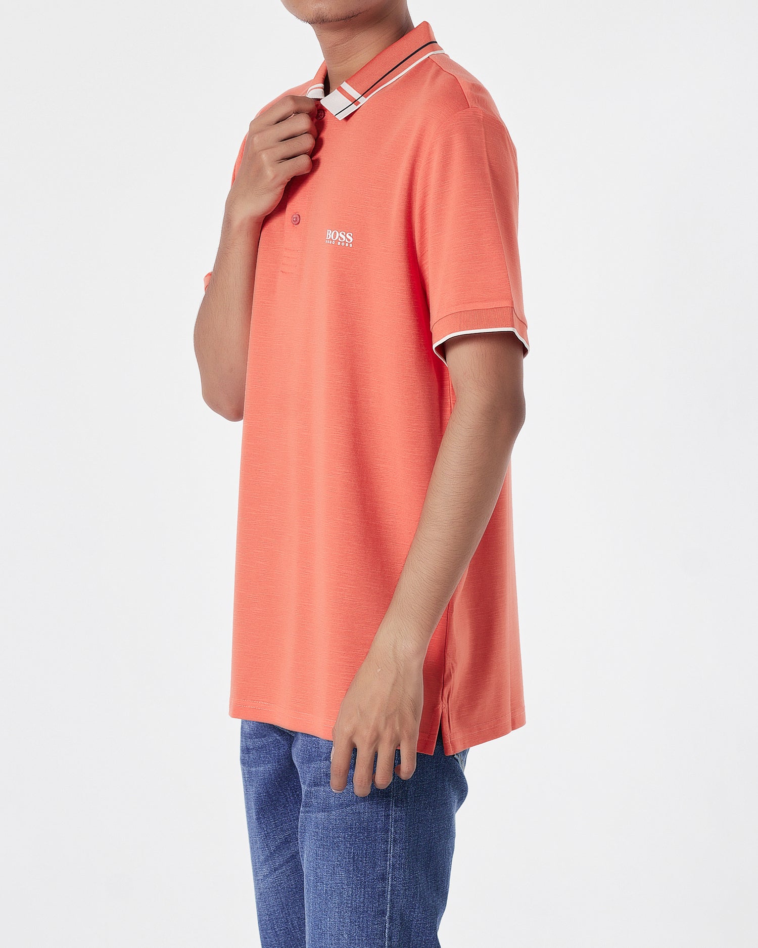 HUG Striped Collar Men Orange Polo Shirt 27.90