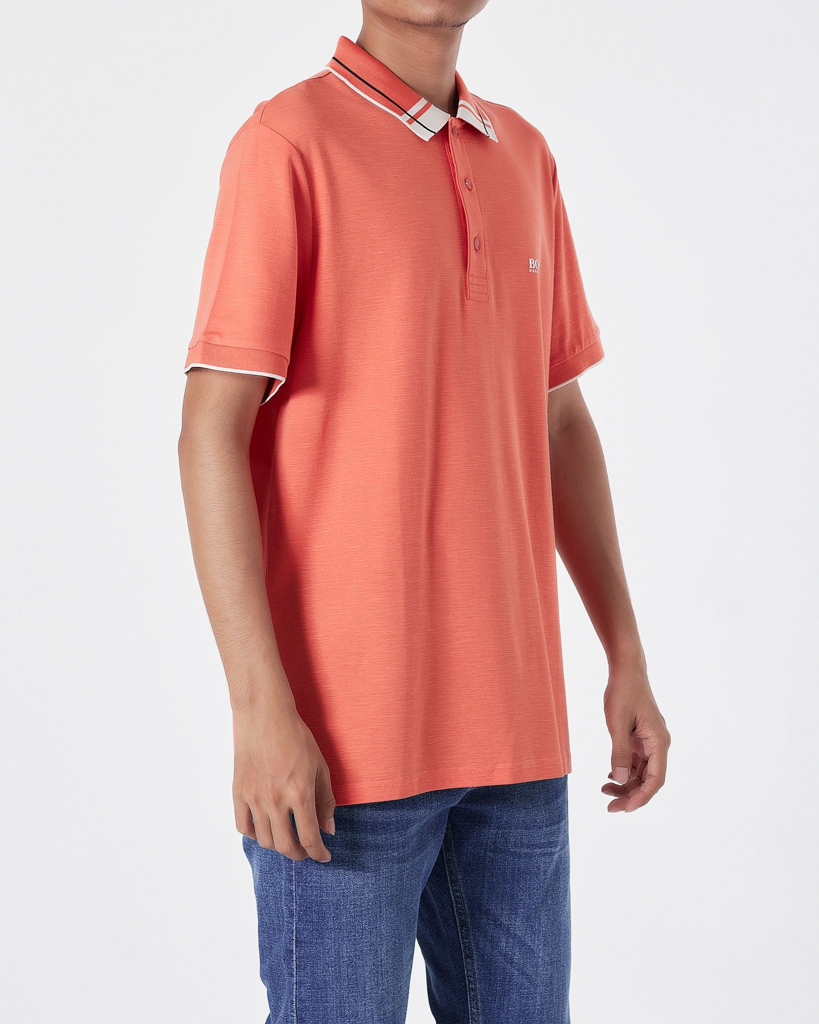 HUG Striped Collar Men Orange Polo Shirt 27.90