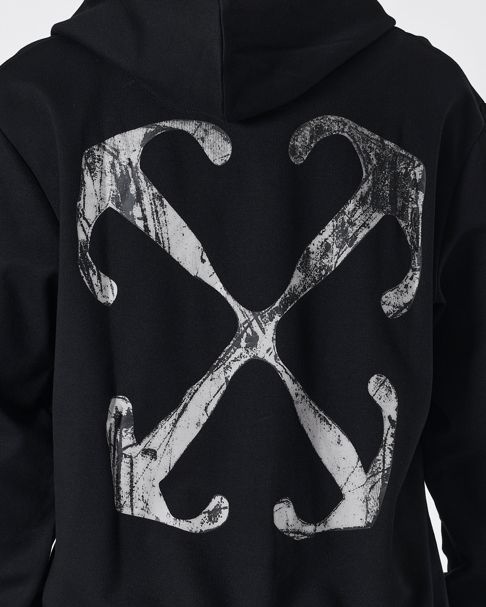 OW Cross Arrow Back Printed Men Black Hoodie 24.90