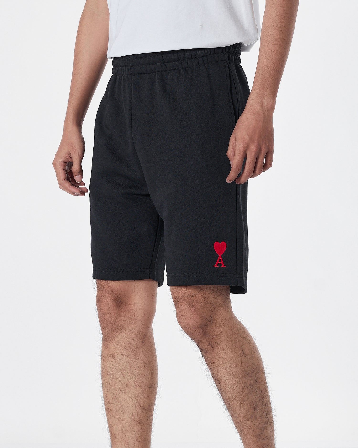 AMI Logo Embroidered Men Black Shorts 14.90