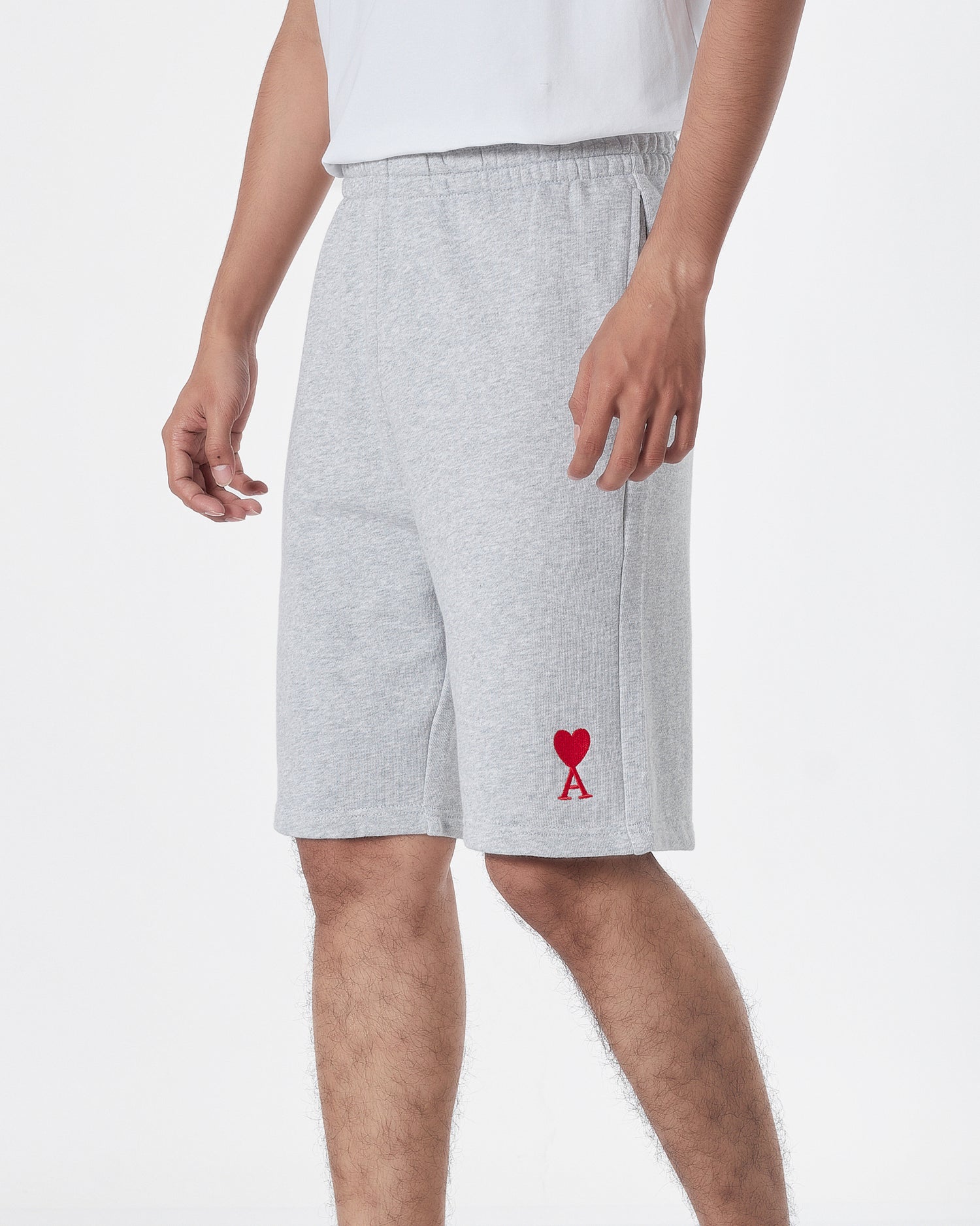 AMI Logo Embroidered Men Grey Shorts 14.90