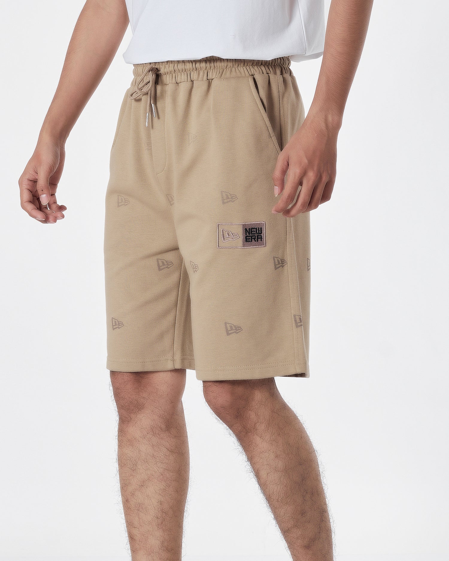 NIK Full Logo Embroidered Men Cream Shorts 15.90