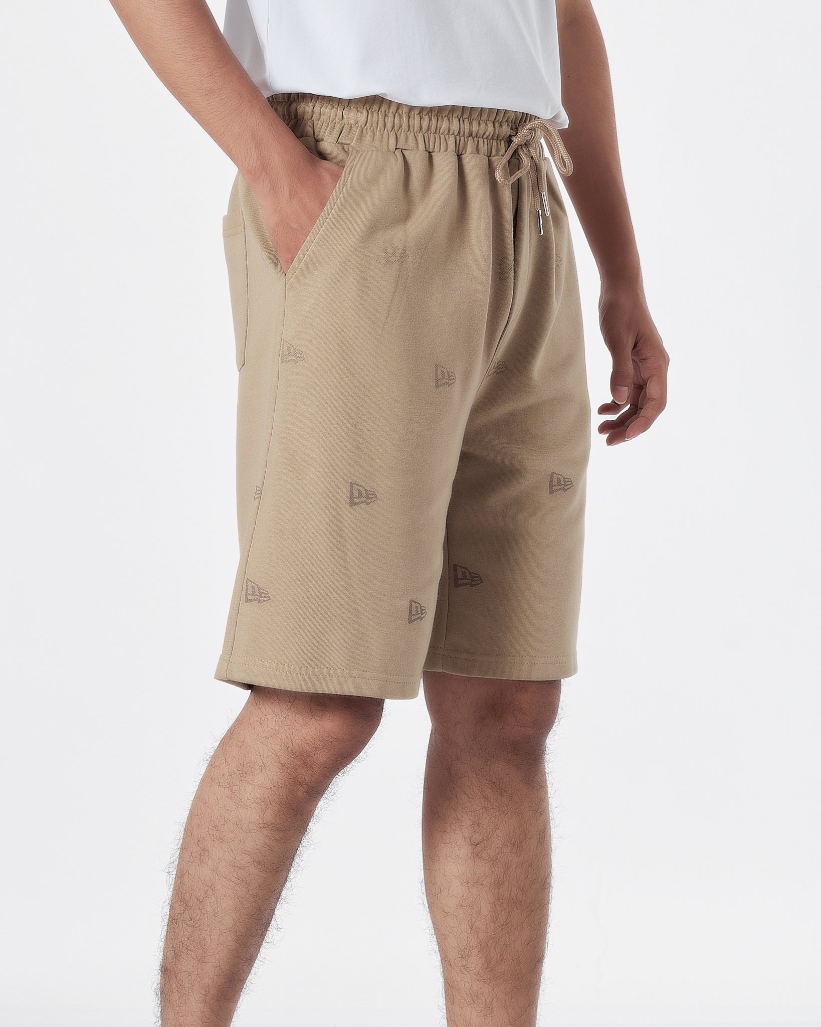 NIK Full Logo Embroidered Men Cream Shorts 15.90