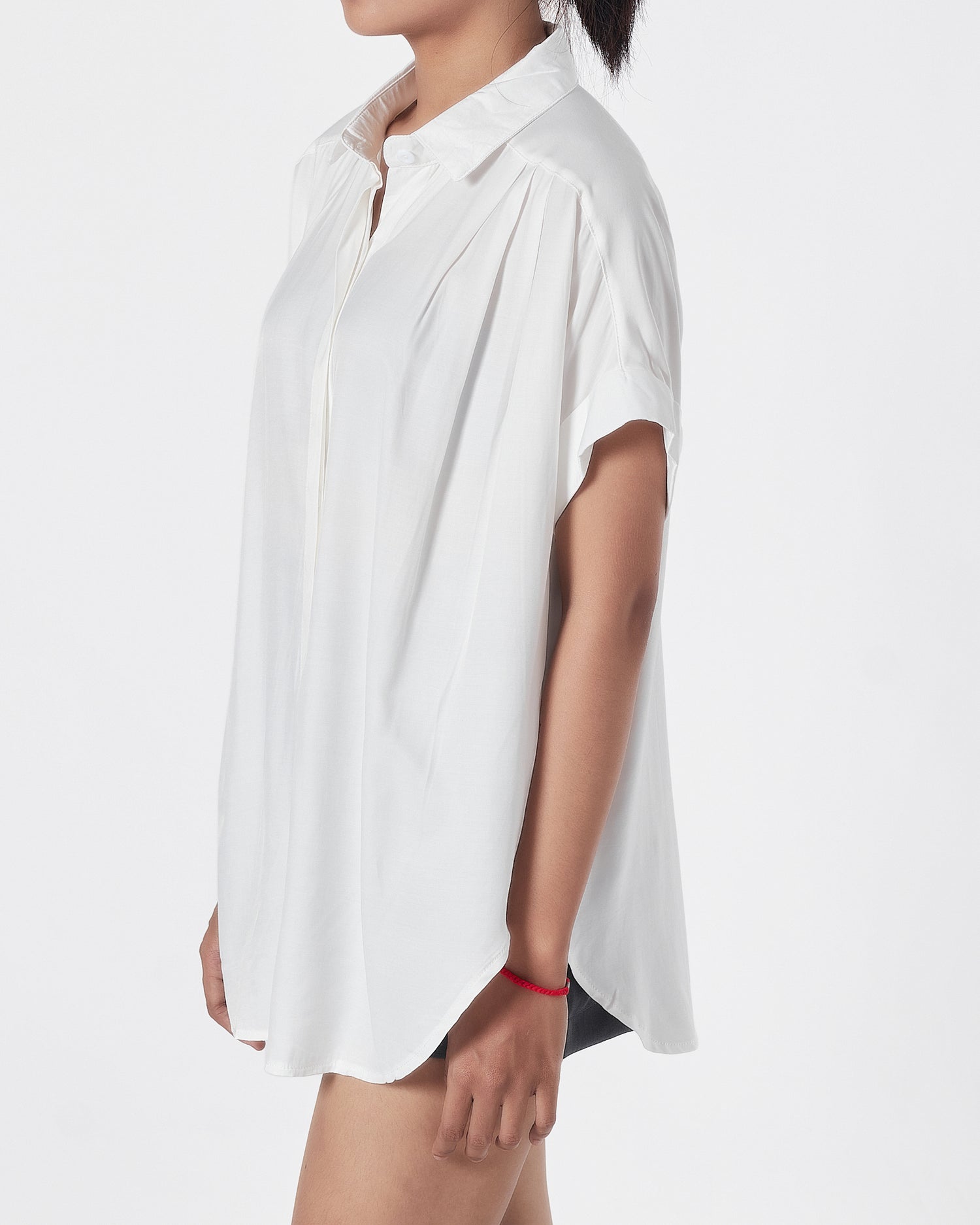 Satin Silk Lady White Shirts Short Sleeve 15.90