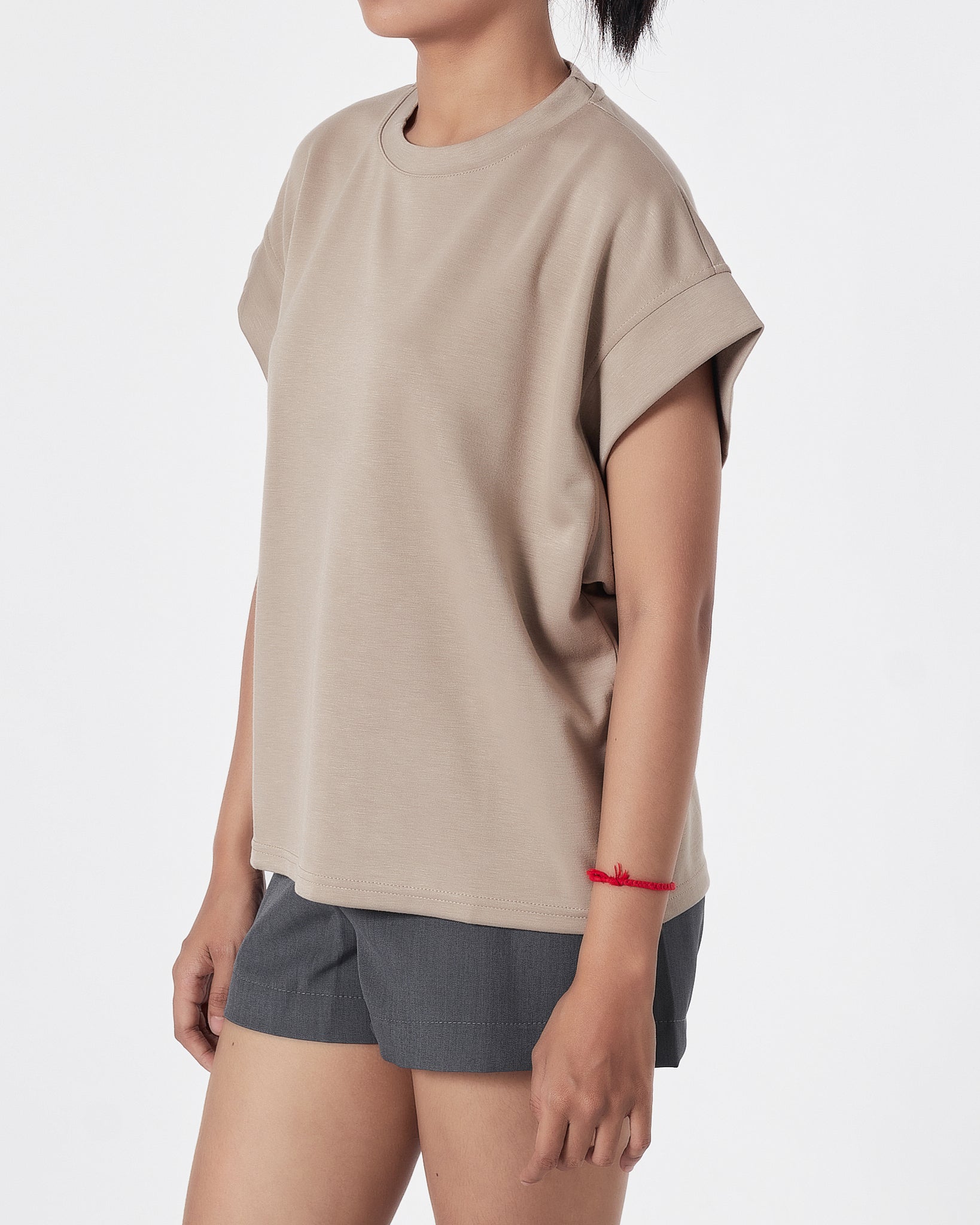 Plain Color Lady Light Brown T-Shirt 11.90