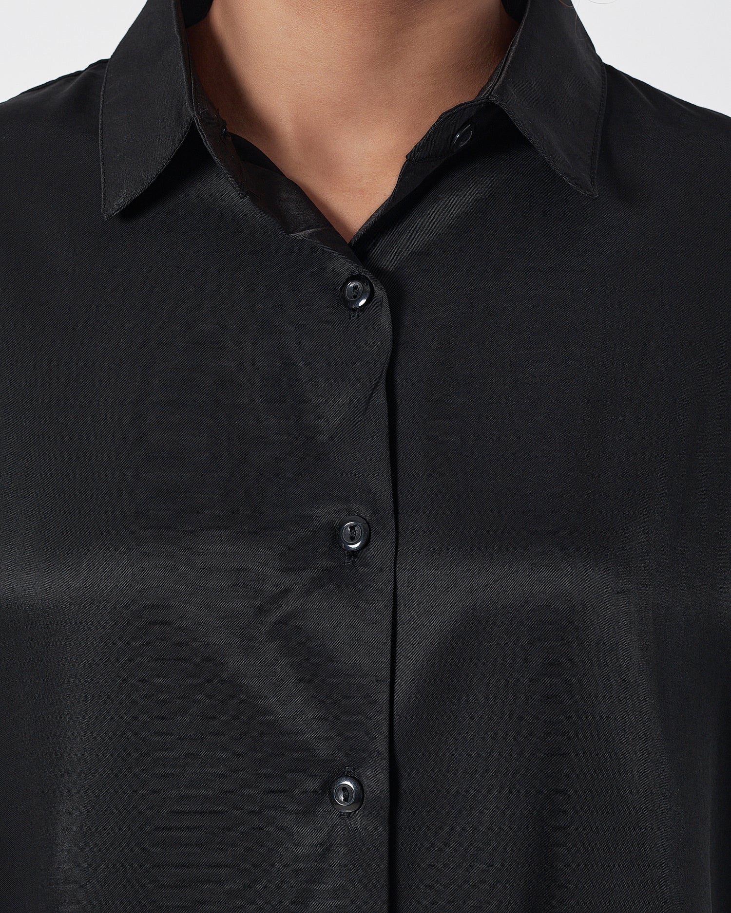 Satin Silk Lady Black Shirts Short Sleeve 15.90