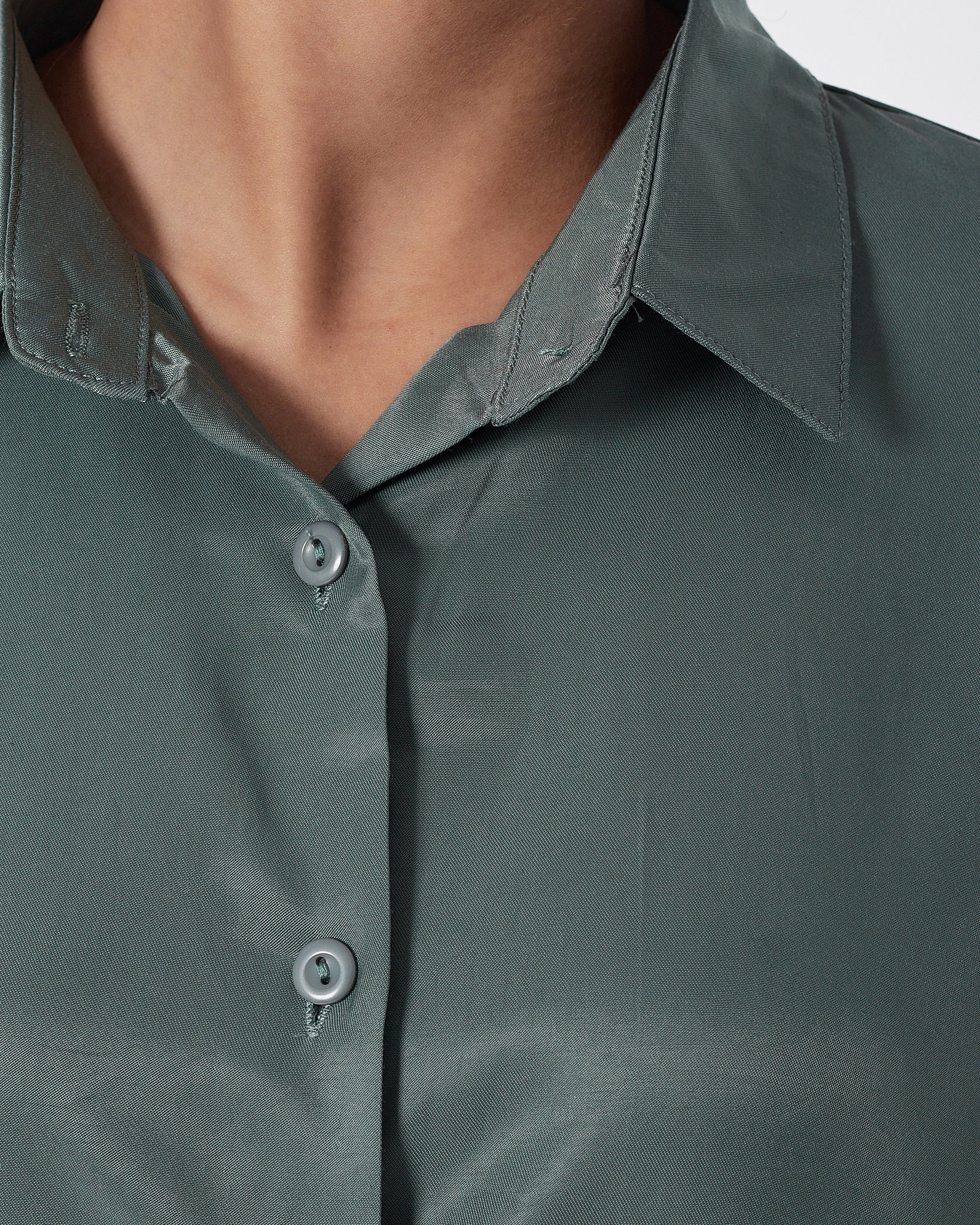 Satin Silk Lady Green  Shirts Short Sleeve 15.90