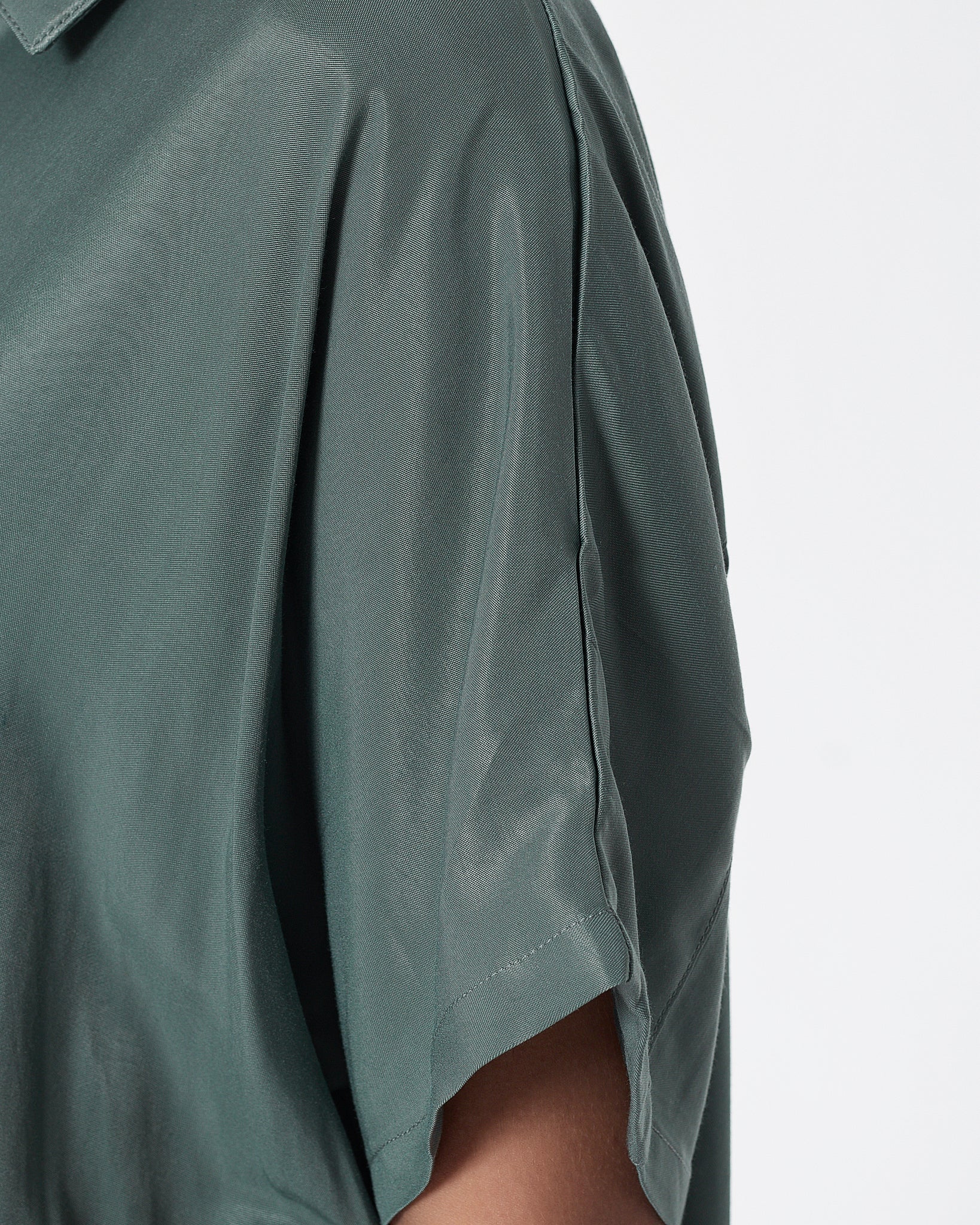 Satin Silk Lady Green  Shirts Short Sleeve 15.90