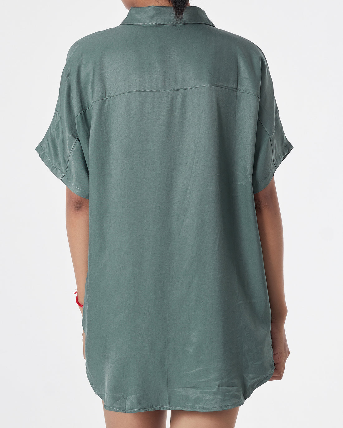 Satin Silk Lady Green  Shirts Short Sleeve 15.90