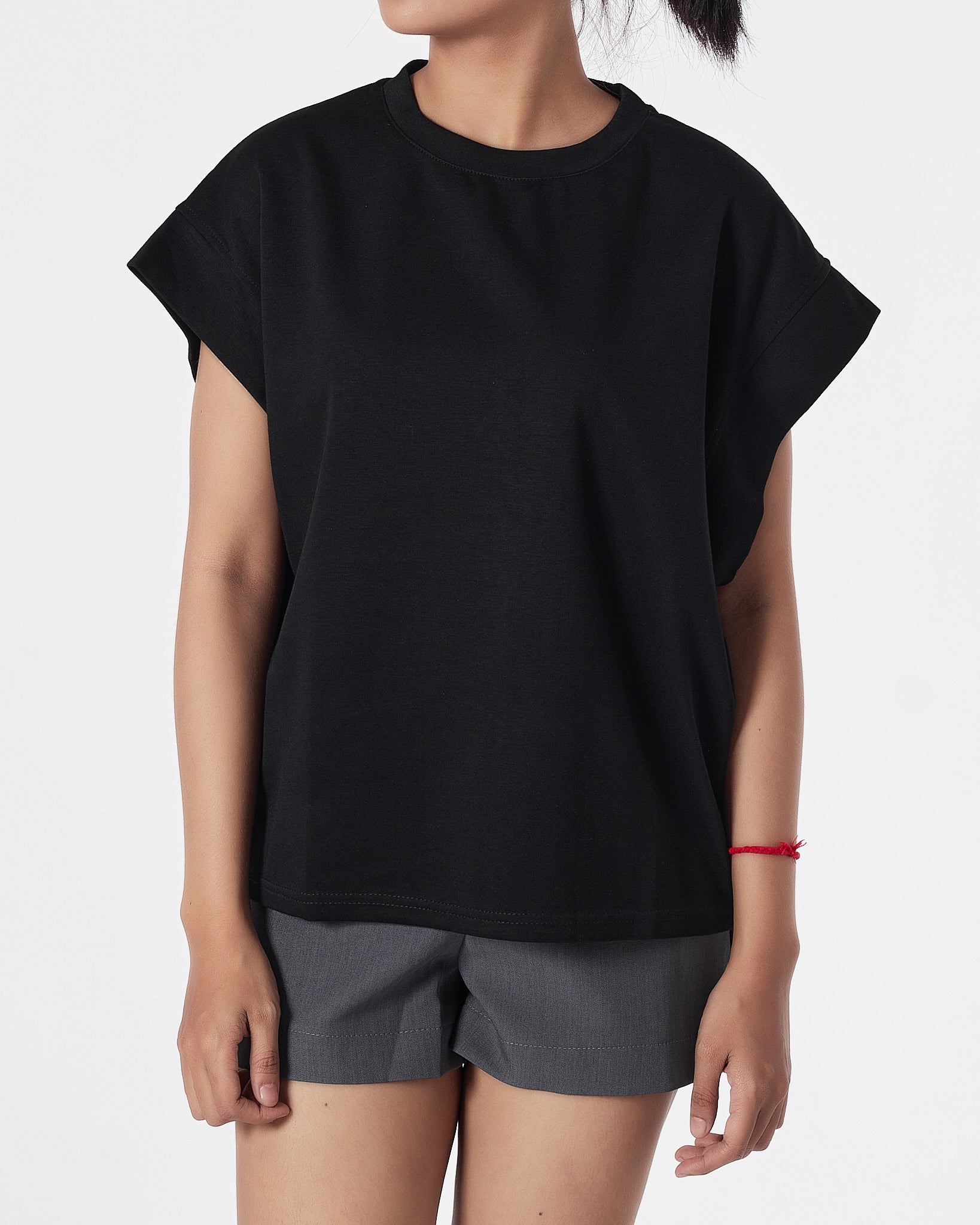 Plain Color Lady Black T-Shirt 11.90