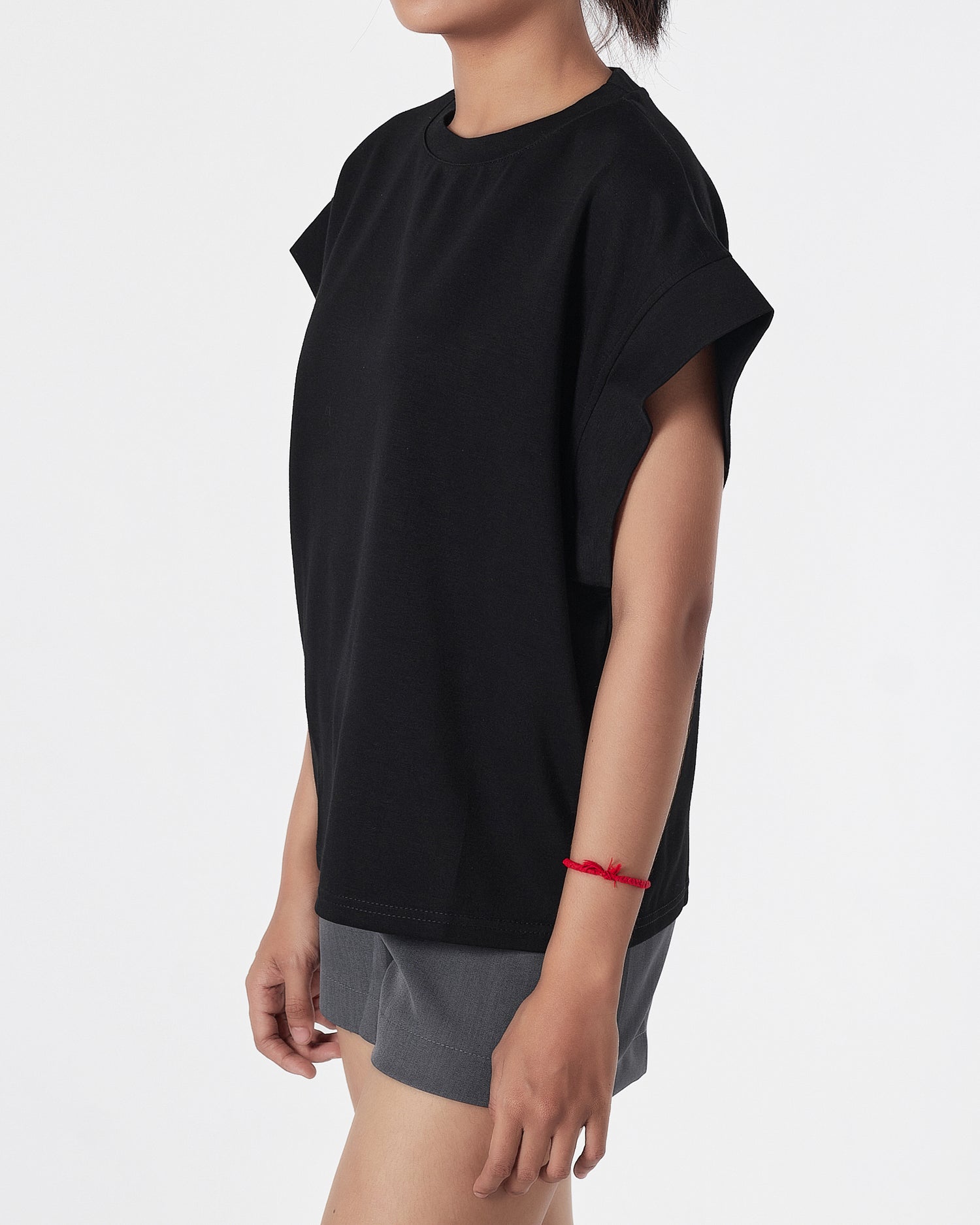 Plain Color Lady Black T-Shirt 11.90