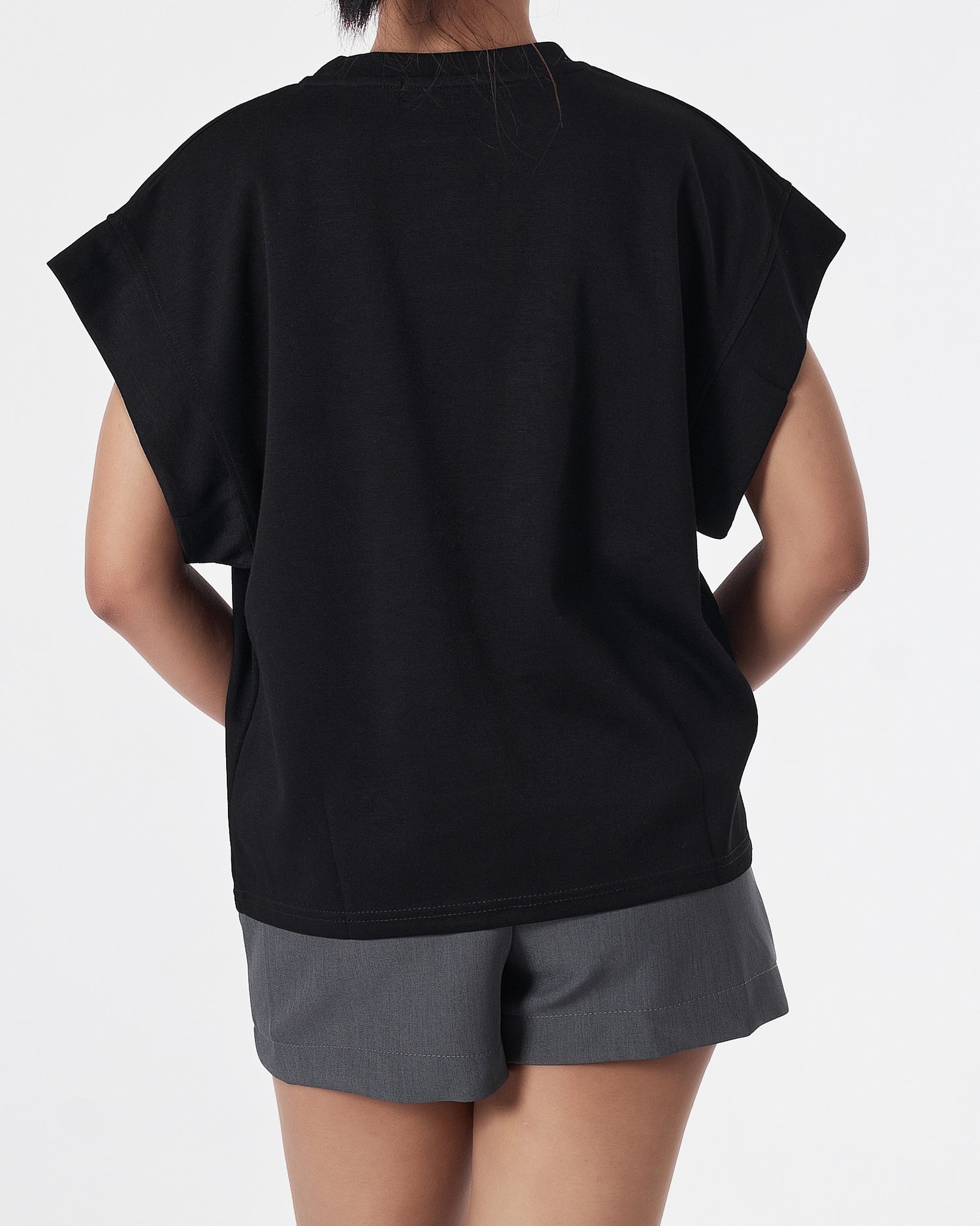 Plain Color Lady Black T-Shirt 11.90