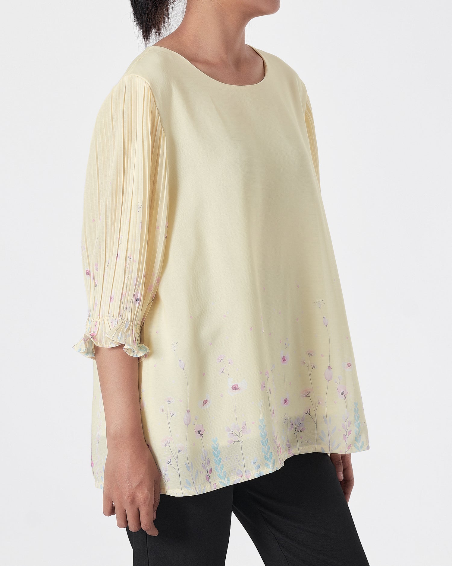 Floral Lady Yellow Plated  Shirts Short Sleeve 16.90