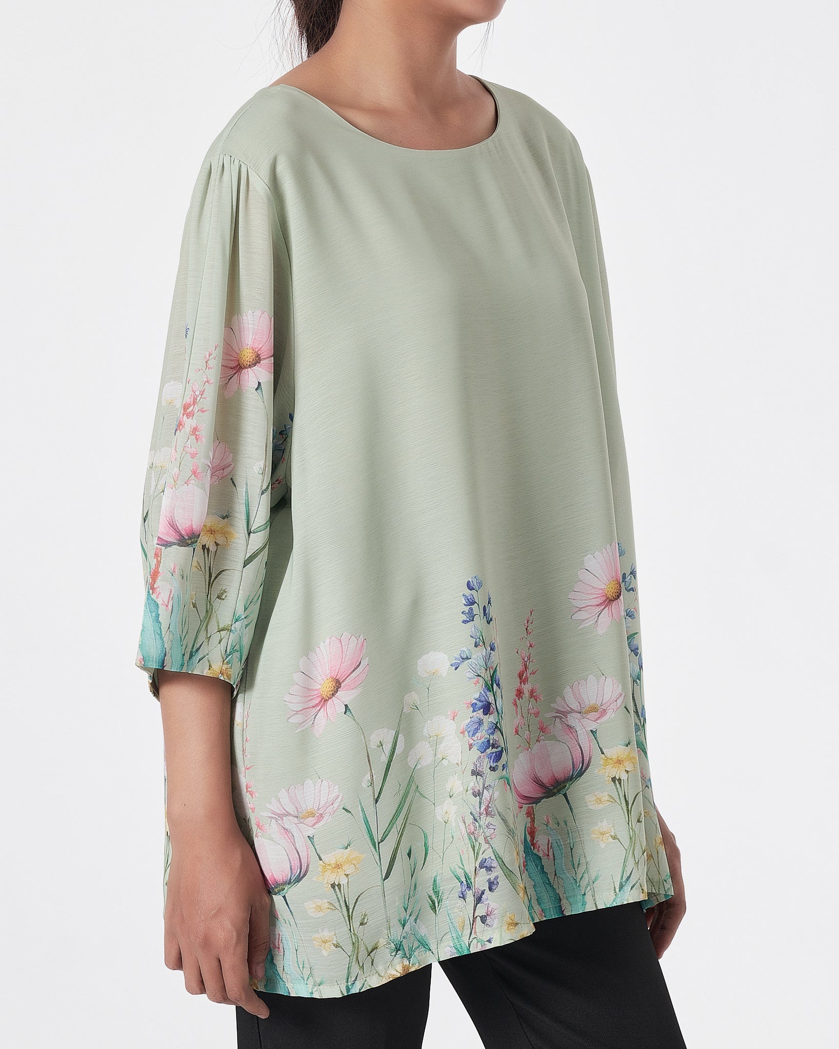 Floral Lady Green Shirts Short Sleeve 16.90