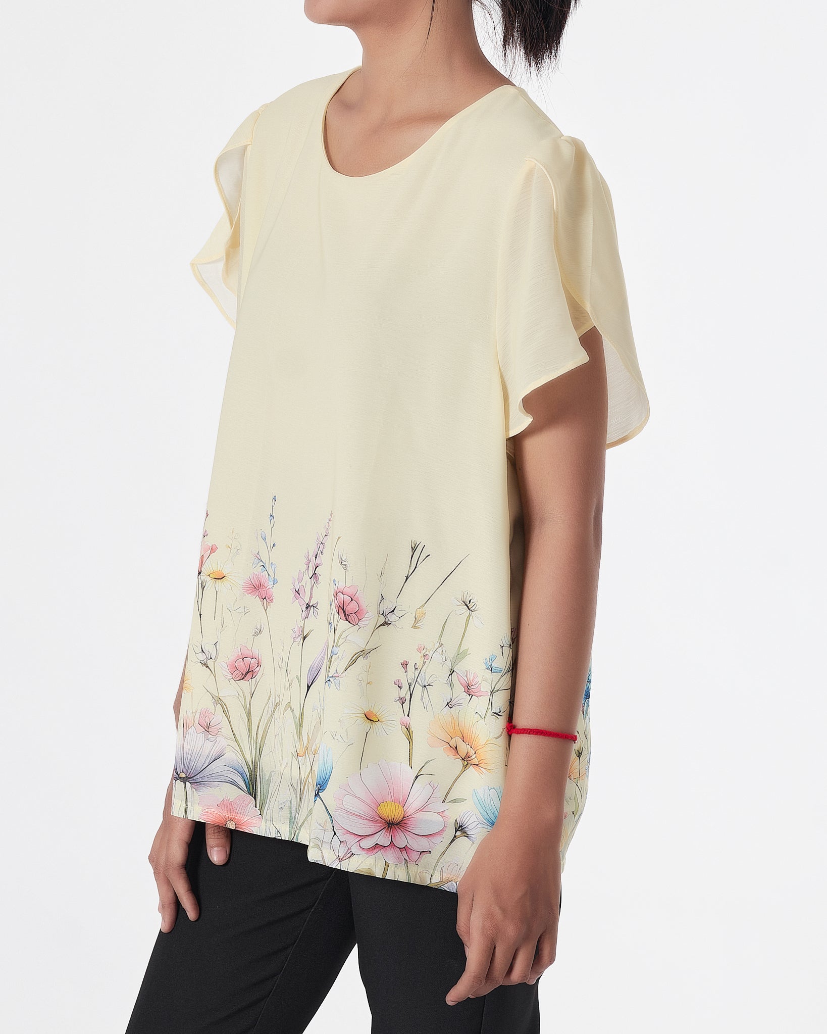 Floral Lady Yellow Shirts Short Sleeve 15.90