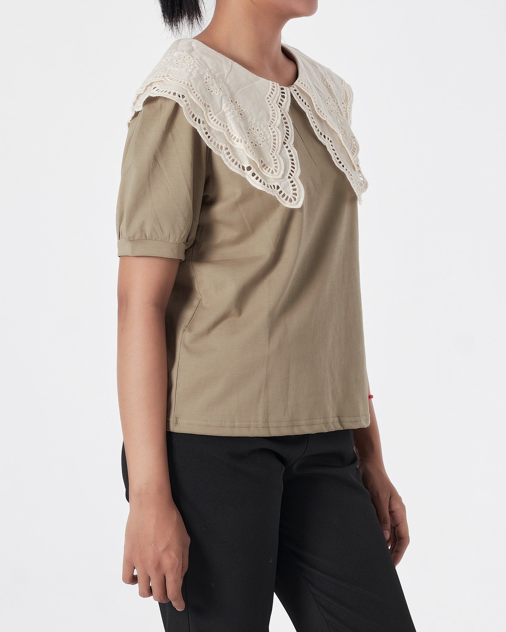 Lady Brown Puff Shirts Short Sleeve 16.90