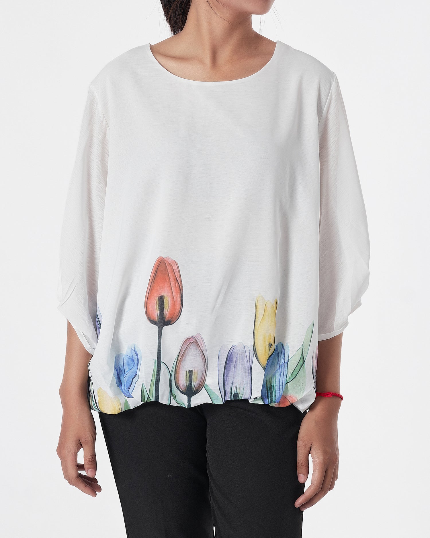 Tulip Flower White Lady Puff  Shirts Short Sleeve 16.90