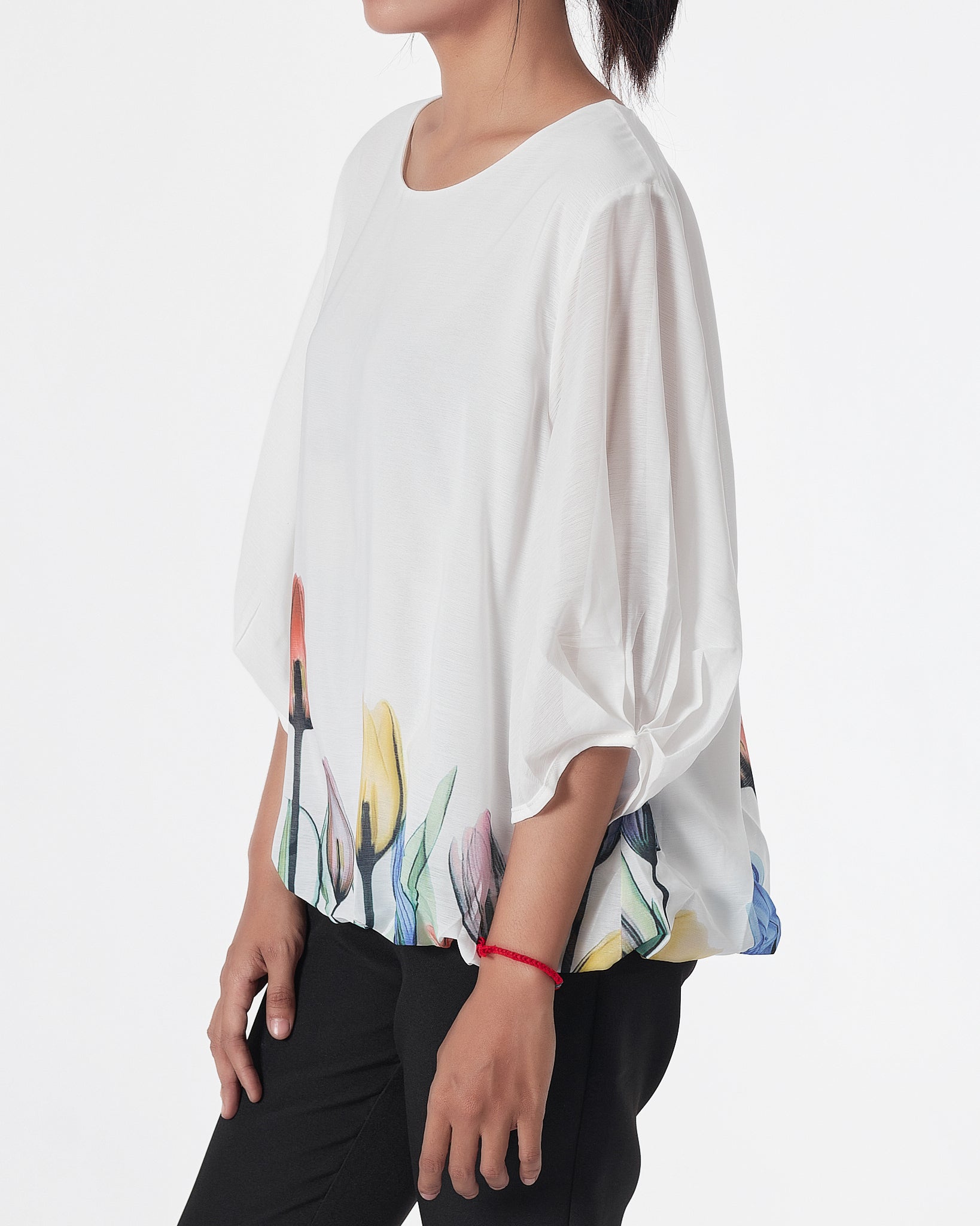 Tulip Flower White Lady Puff  Shirts Short Sleeve 16.90