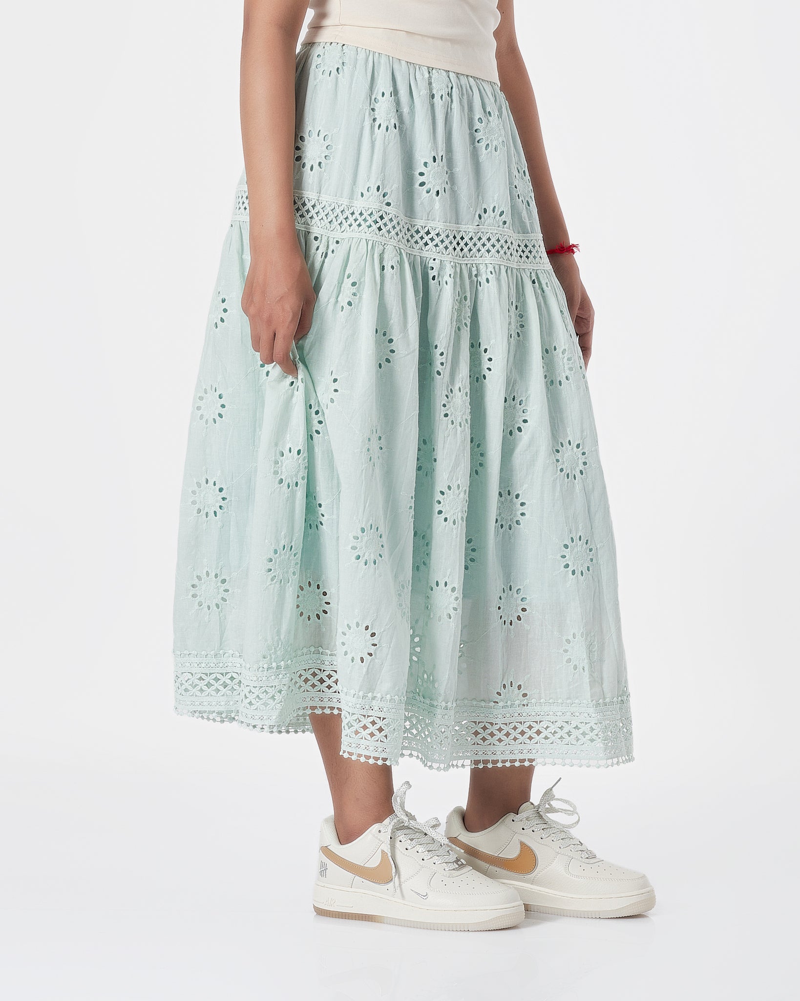 Lady Green Embroidered Skirts 21.90