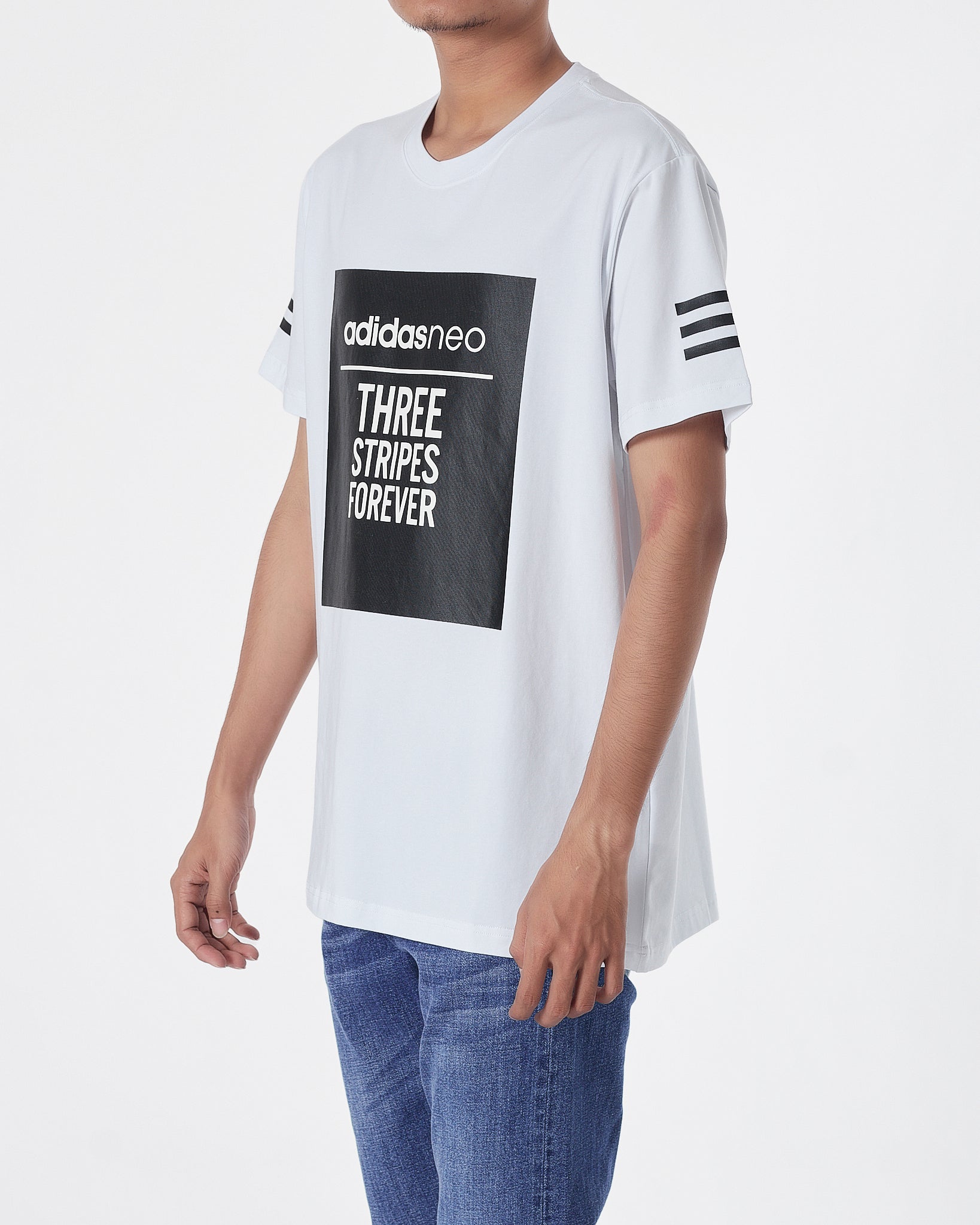 ADI Neo Three Striped Men White T-Shirt 15.90