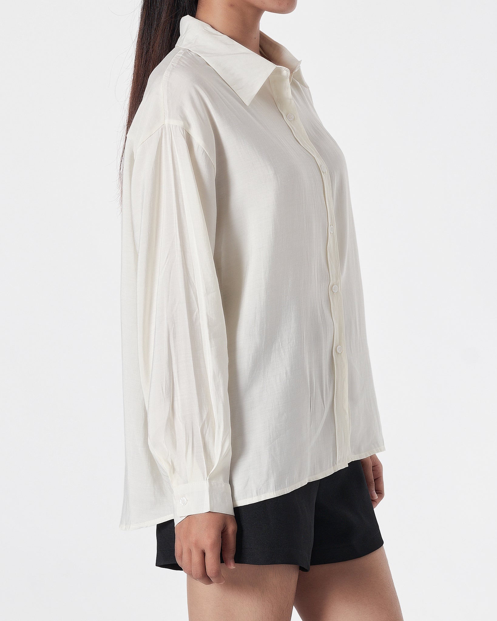 Plain Color Lady White Shirts Short Sleeve 14.90